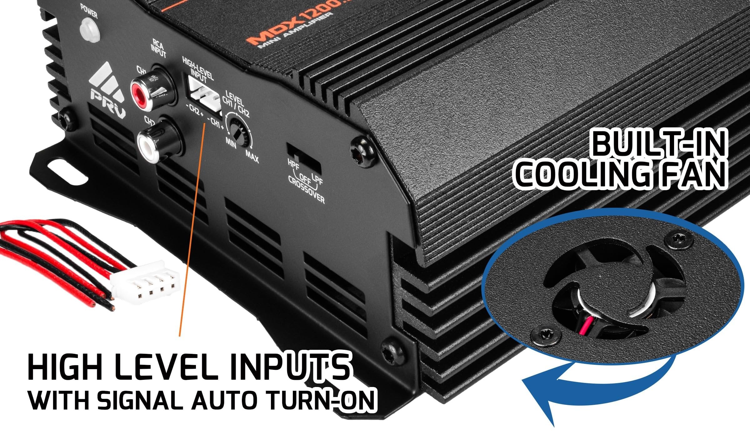 PRV Audio MDX1200.2 2 Ohm Mini 2 Channel Car Audio Amplifier 2X 600 Watts RMS at 2 Ohm - Bridged 1CH 1200 Watt at 4 Ohm for Powersports, Motorcycles, ATV, for High Power Stereo Speaker Systems