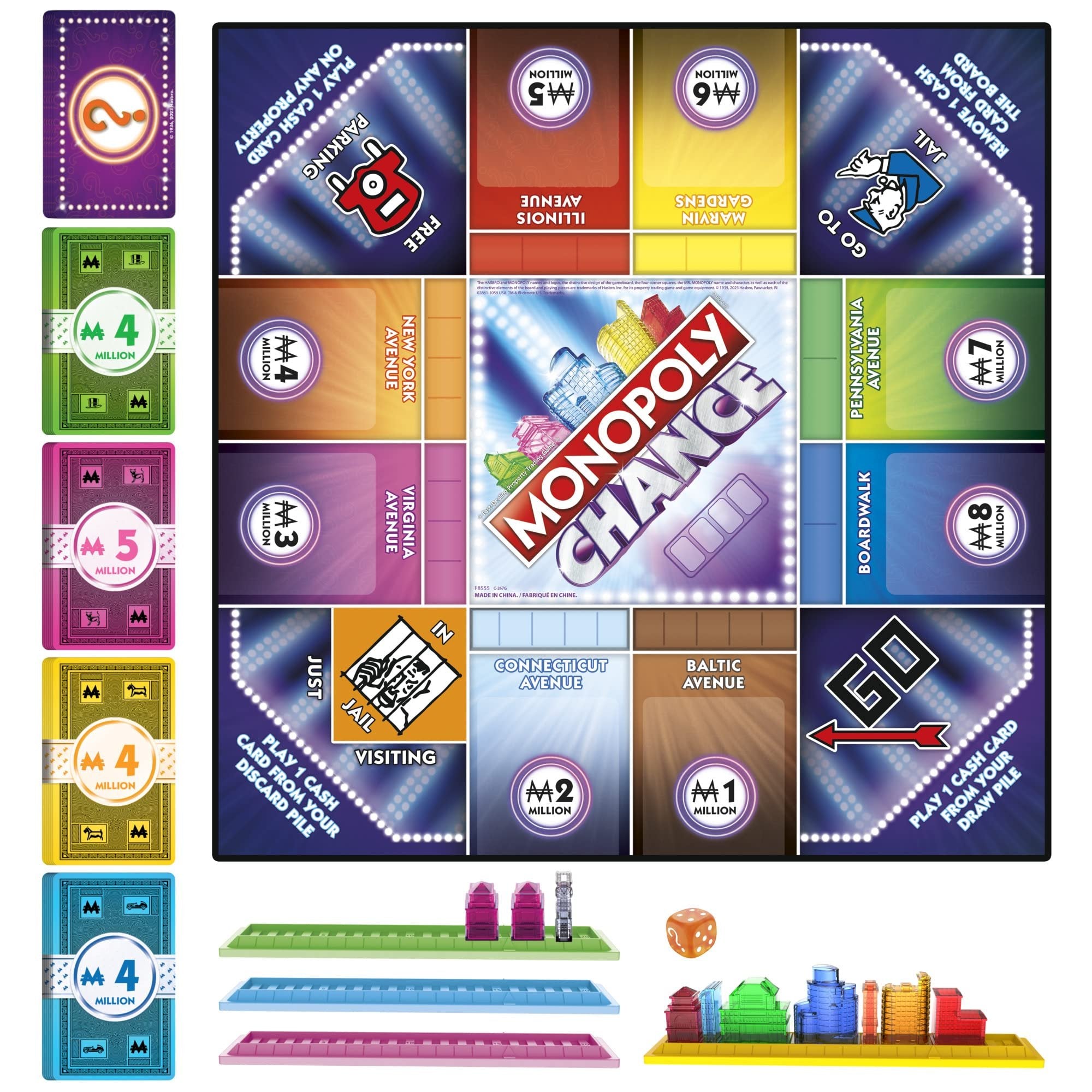 Monopoly Chance Board Game for Adults and Kids | Fast-Paced Family Party Game | Ages 8+ | 2-4 Players | 20 Mins. Average (Amazon Exclusive)