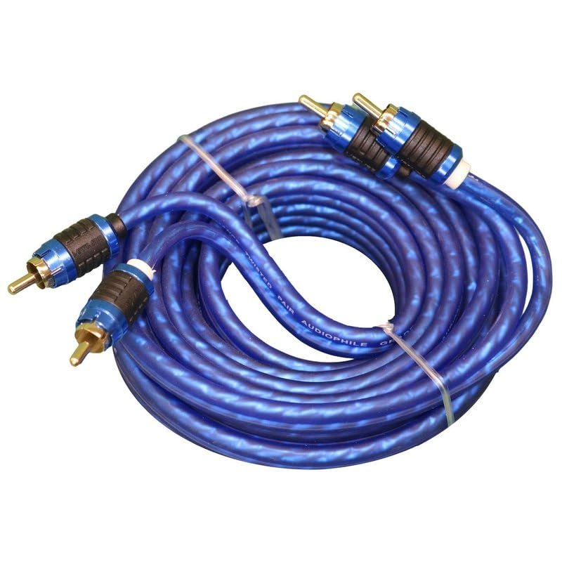 DEEJAY LED TBHRCA12MAJIMBE 12-feet RCA Cable Male to Male Stereo Audio Cable Audiophile Grade Twisted Pair Construction Metal Shielded