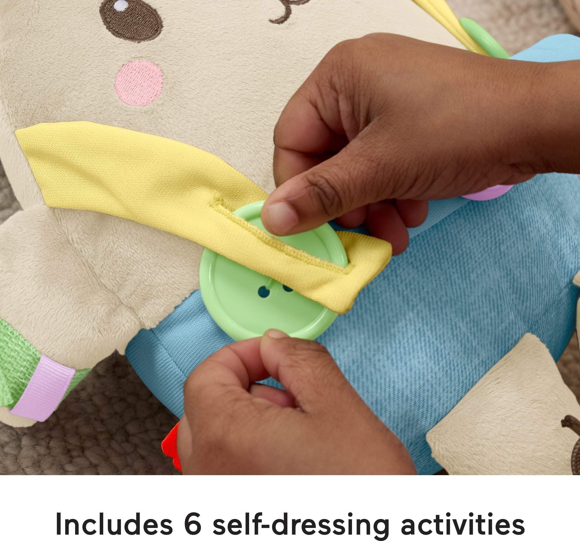 Fisher-Price Toddler Educational Toy Learn to Dress Bunny Plush Animal Activity Doll for Preschool Kids Ages 2+ Years