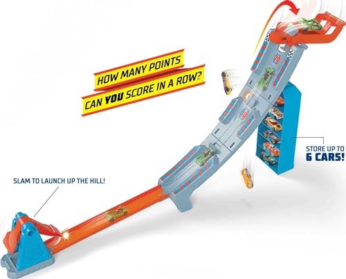 Hot Wheels Toy Car Track Set Hill Climb Champion Playset with 1:64 Scale Vehicle, Launch Uphill to Score Points & Win