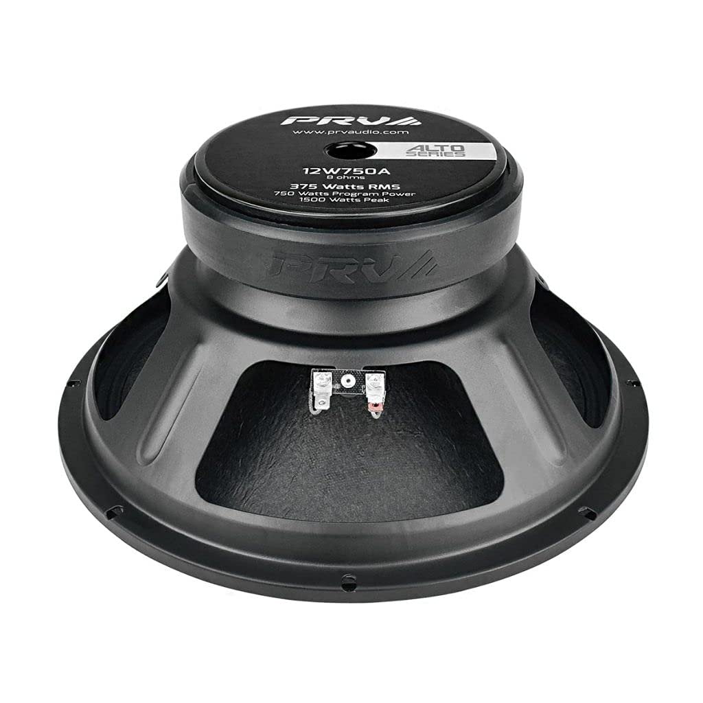 PRV AUDIO 12 Inch Woofer Speaker 12W750A 750 Watts Program Power, 8 Ohm, 2.5 in Voice Coil, 375 Watts RMS Pro Audio Systems Loudspeaker (Single)