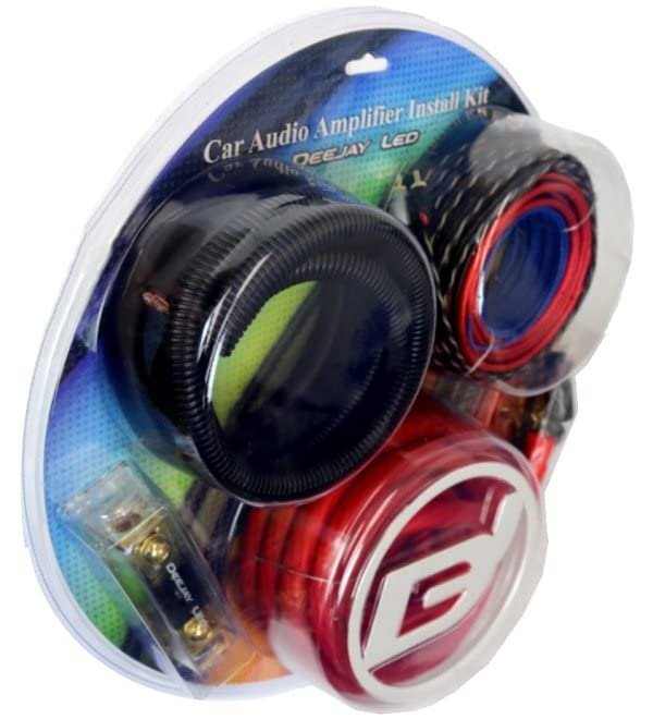 DEEJAY LED TBH0AWGKIT Auto Amplifier Installation Kit With #0-AWG CCA Main Power Cables, RCA Cables, Fuse Holder And More Ring And Spade Insulators Ten 3-in Wire Ties Flexible RCA Wire