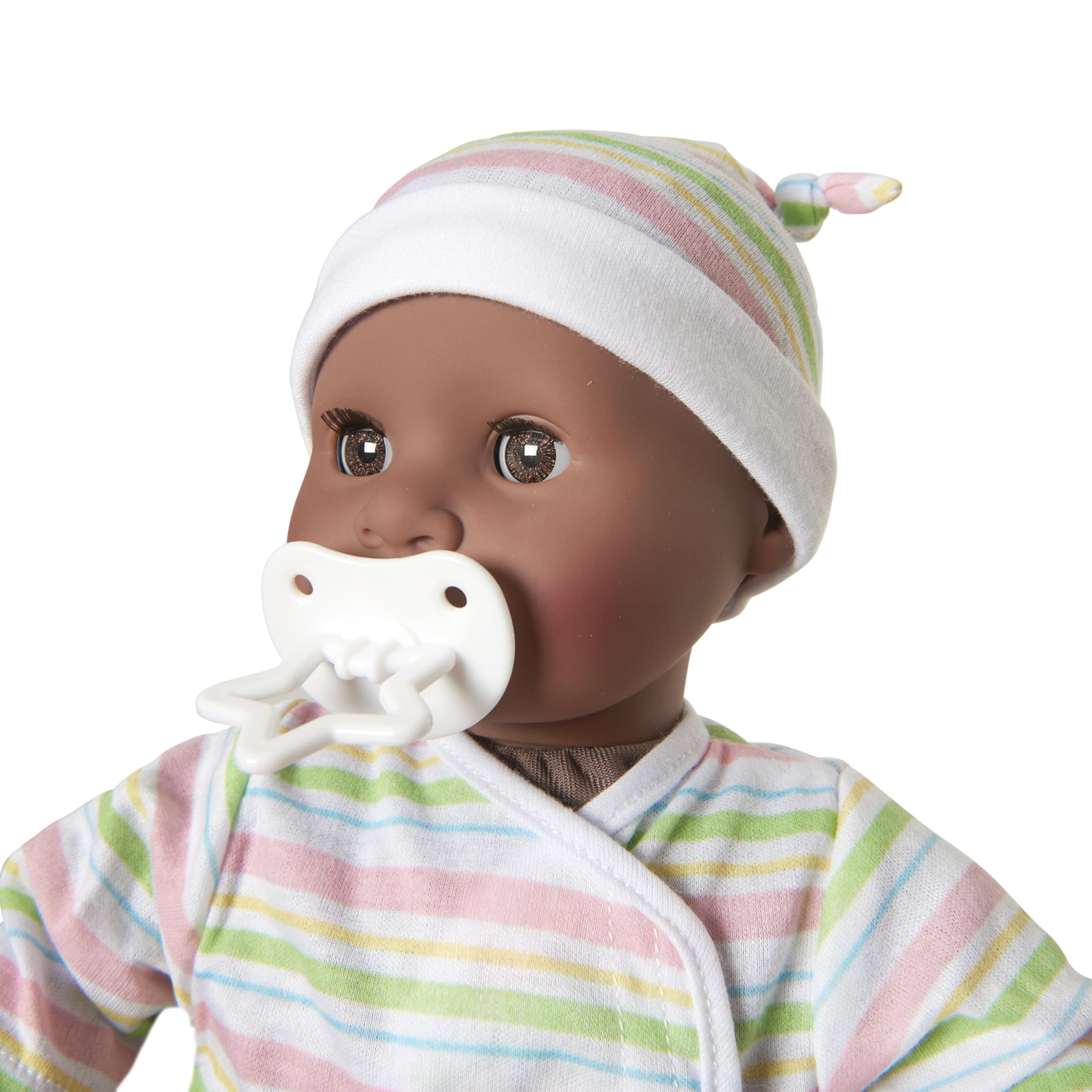 Melissa & Doug Mine to Love Twins Tyler & Taylor 15” Dark Skin-Tone Boy and Girl Baby Dolls with Rompers, Caps, Pacifiers