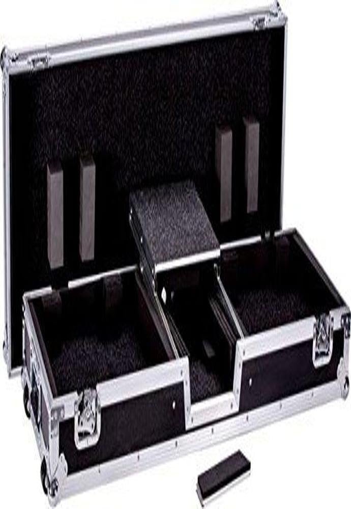 Deejay LED Fly Drive DJ Coffin Case for Two Turntables Plus One 10" Mixer with Laptop Shelf & Low Profile Wheels