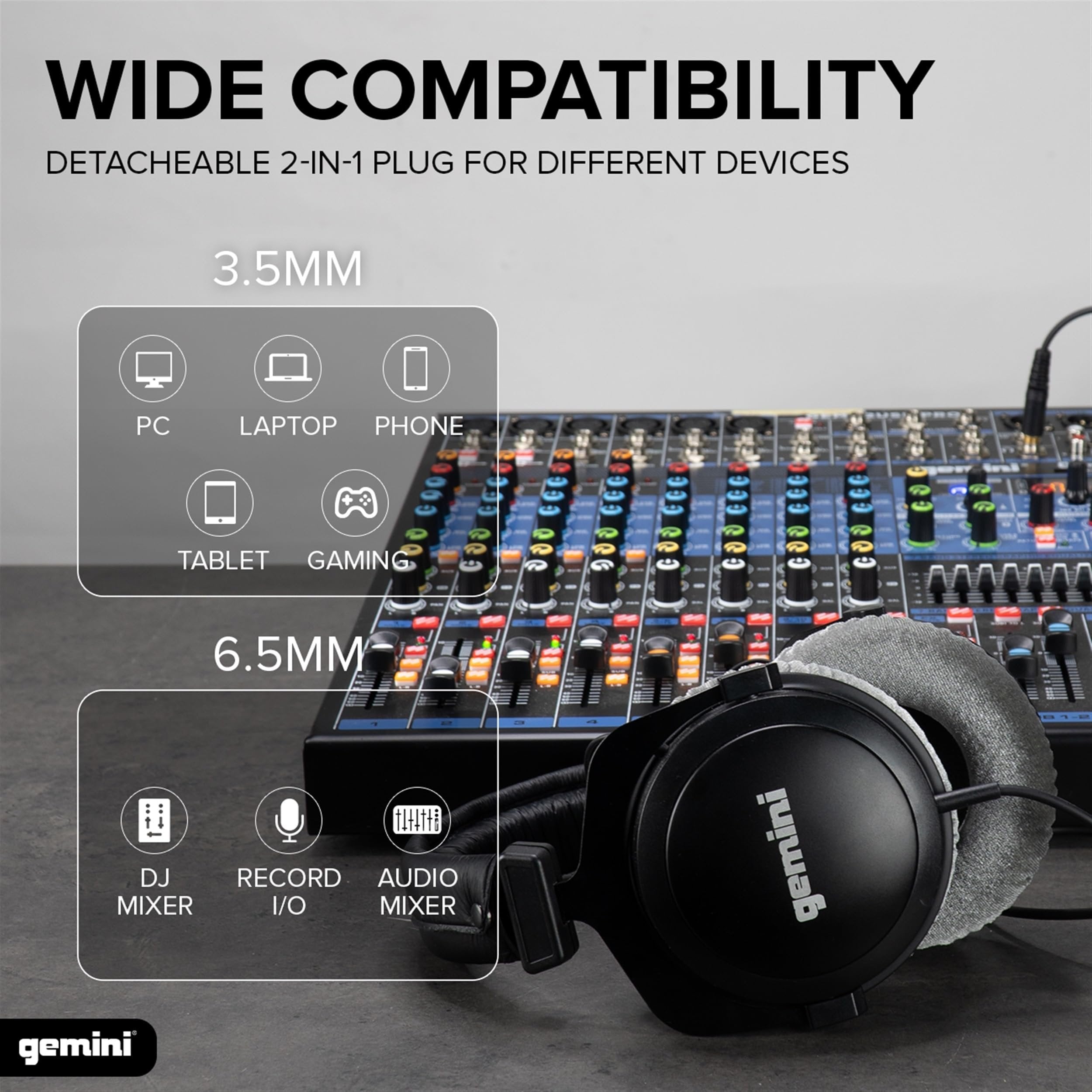 Gemini Sound DJ Equipment Mixing Headset System DJX-1000 Ultimate Over Ear Closed Back Studio Monitor Isolation Recording Headphones for Professional DJ Headphone