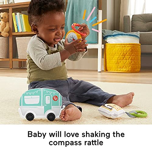 Fisher-Price S'more Fun Camping Gift Set, 3 outdoor-themed baby toys and teether for infants ages 3 months and up