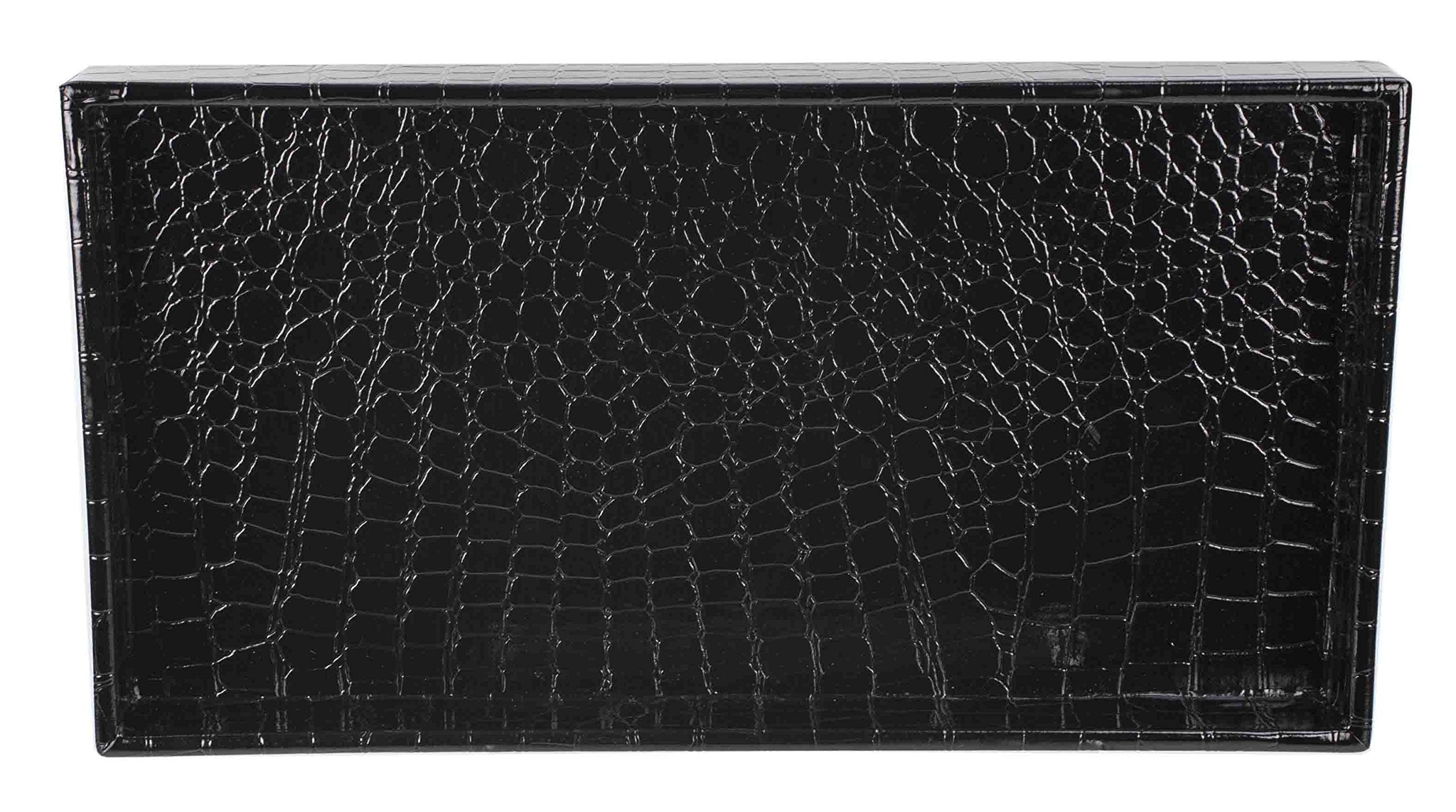 Home Basics Vanity Tray for Makeup, Jewelry, Perfume, Cosmetics Storage, Bathroom Organizer (Horizontal, Crocodile Black)