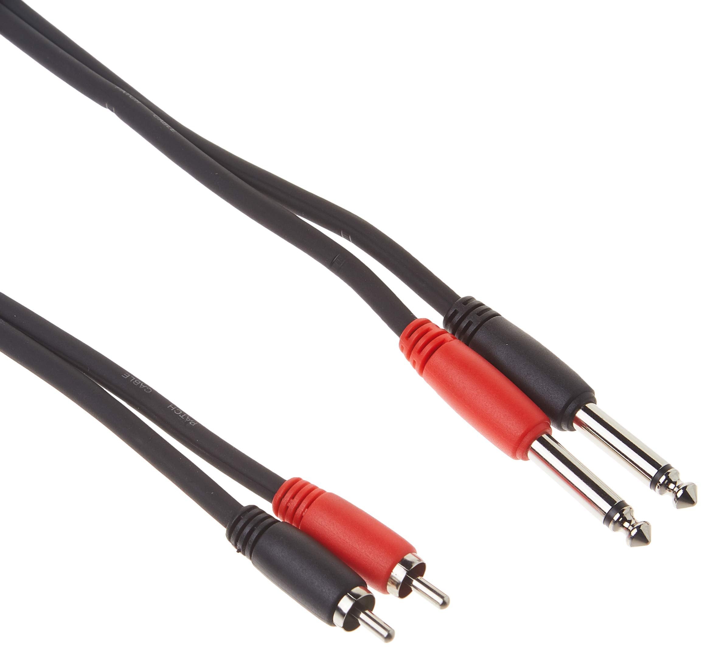 Pig Hog PD-R1406 Dual RCA (Male) to Dual 1/4" Mono (Male) Cable, 6 Feet