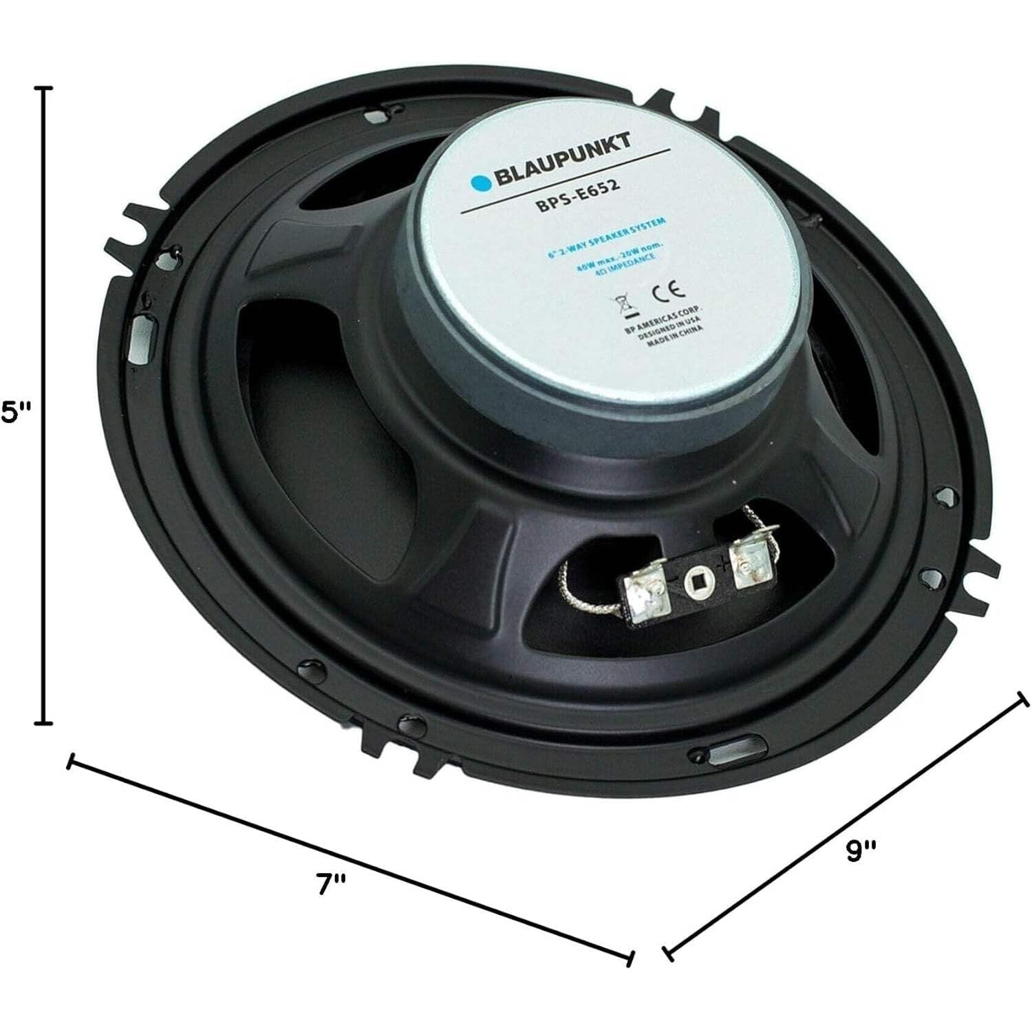 BLAUPUNKT BPS-E652 6-inch 2-Way Car Speakers 80W with Grilles - High-Fidelity Sound, Durable Construction, Easy Installation - Includes 2 Speakers Bundle with Gravity Magnet Phone Holder