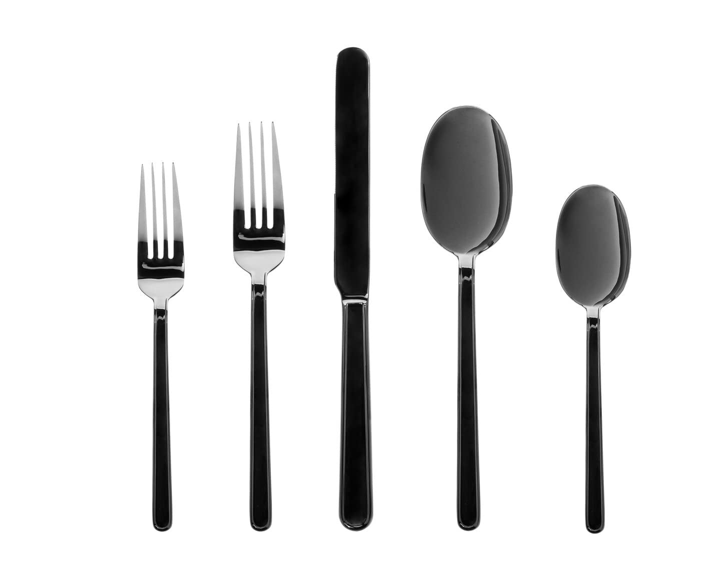 Godinger 20 Piece Flatware Set with 4 Dinner Forks, 4 Salad Forks, 4 Tablespoons, 4 Teaspoons and Knifes, 18/0 Stainless Steel Rail Graphite, Set of 4