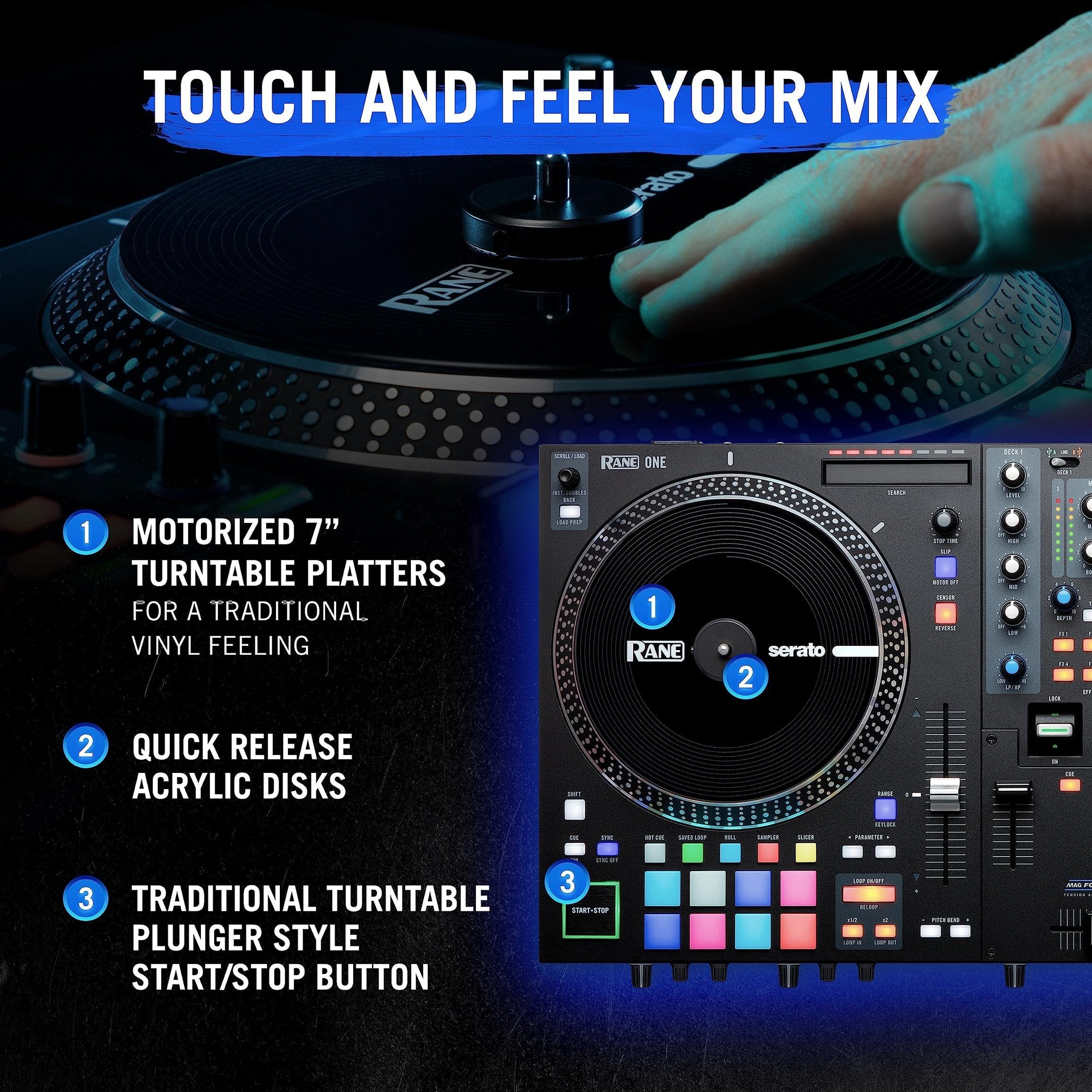 RANE ONE - Complete DJ Set and DJ Controller for Serato DJ with Integrated DJ Mixer, Motorized Platters and Serato DJ Pro Included