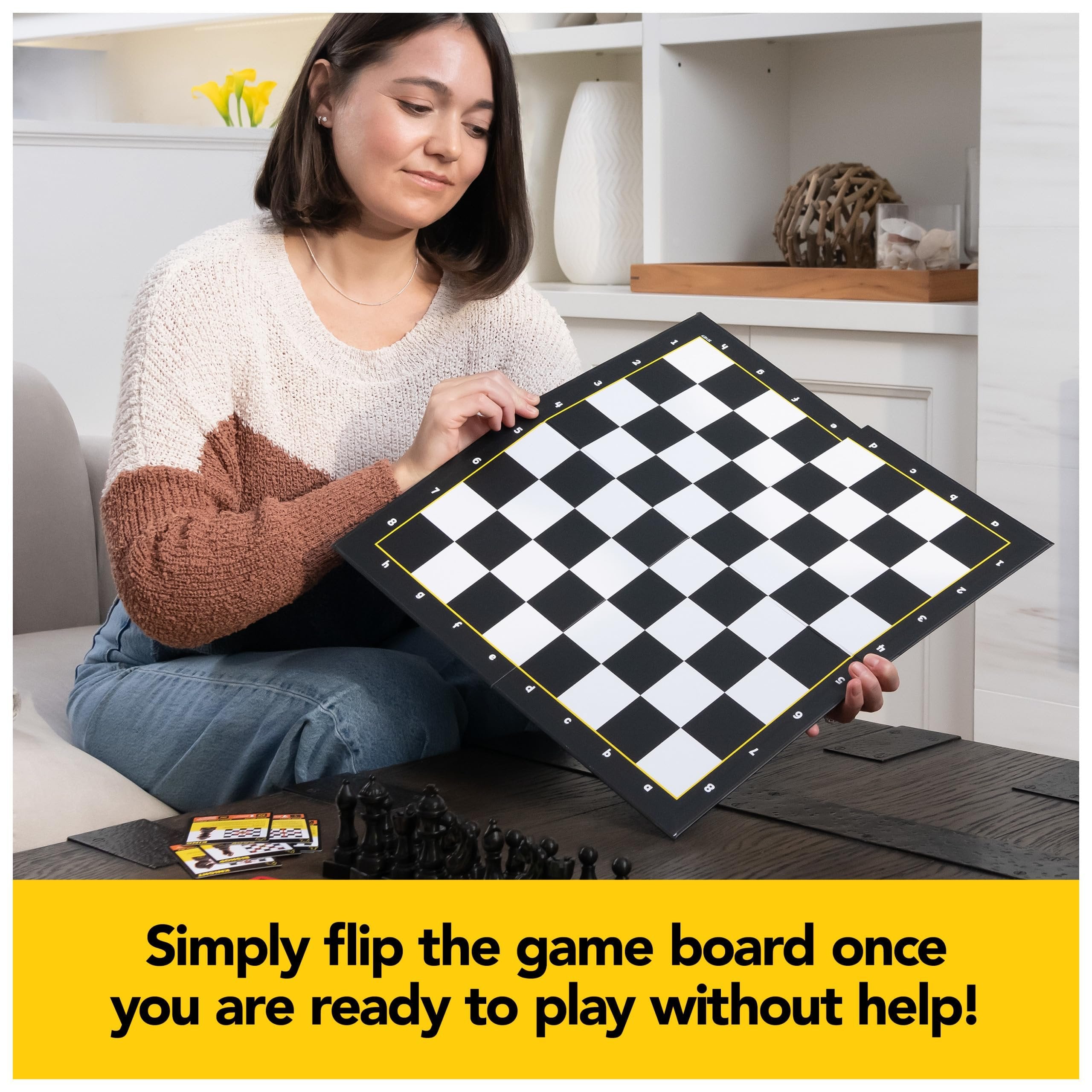 Spin Master Games, Chess Made Simple, Learn to Play Strategy Board Games for Beginners, Chess, 2 Players, for Kids Ages 8 & Up