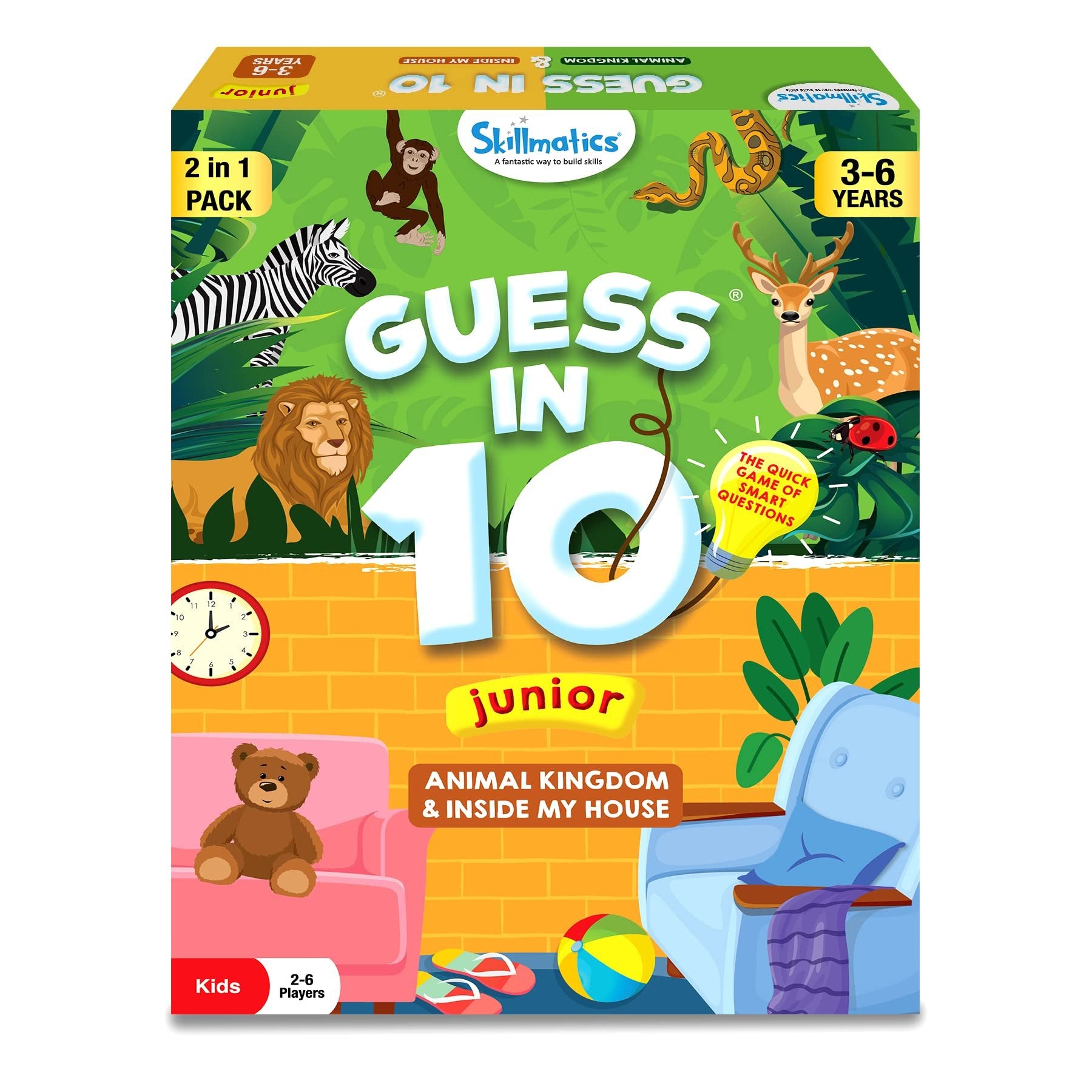 Skillmatics Card Game - Guess in 10 Junior Animals & Inside My House Combo, Quick Game of Smart Questions, Gifts & Fun Learning for Ages 3 to 6