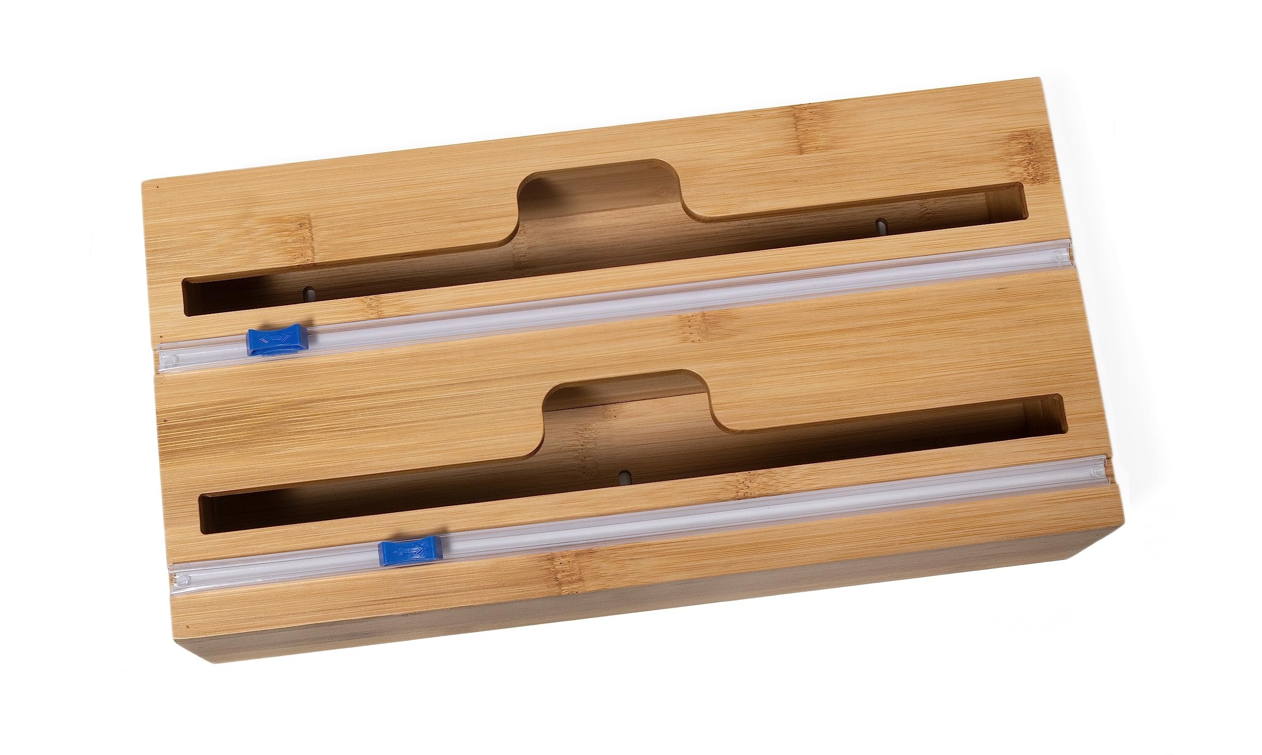 Lipper International Bamboo Dispenser with Cutter for Aluminum Foil, Plastic Wrap, or Wax Paper, 2-in-1, 13 7/8" x 6 3/4" x 4"