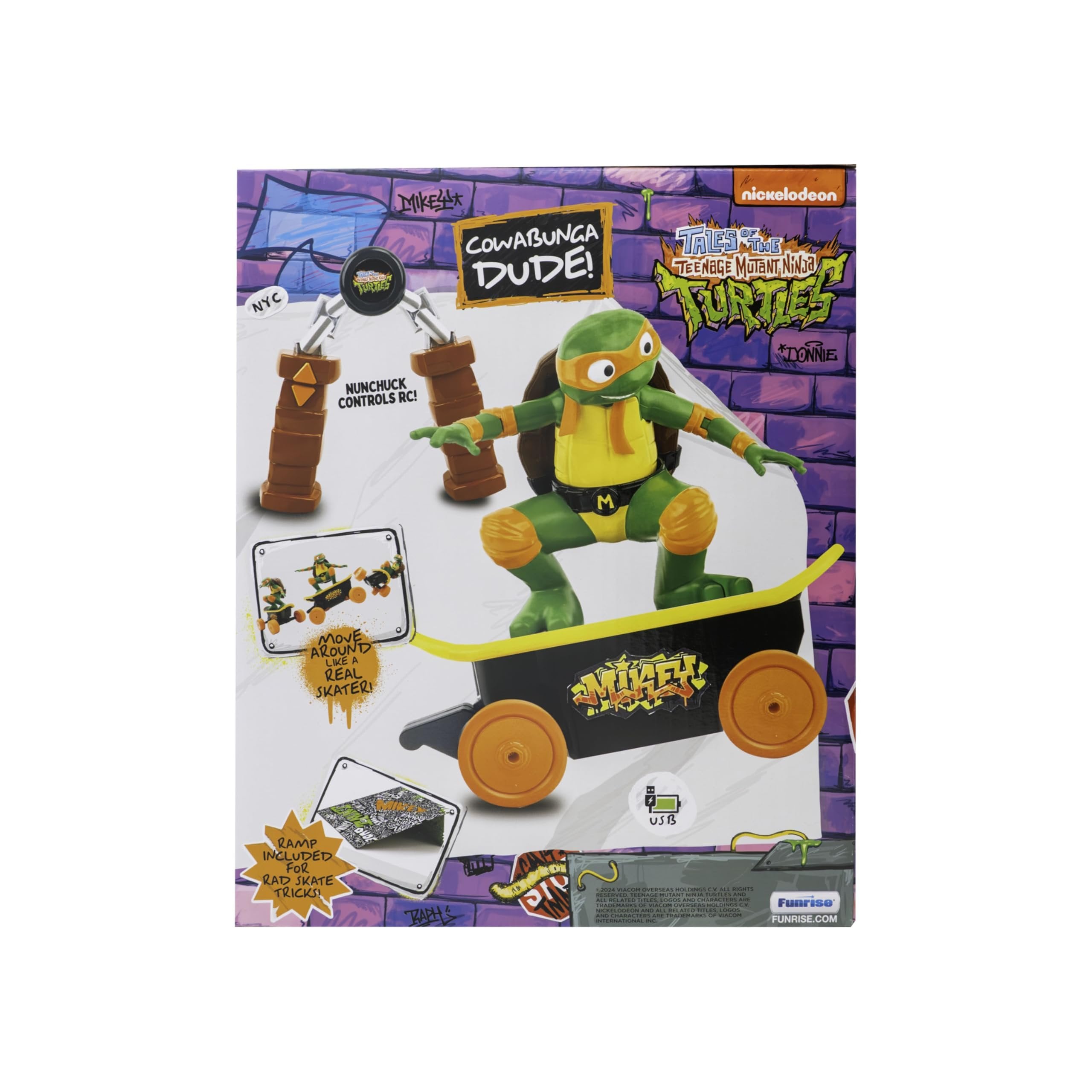Teenage Mutant Ninja Turtles Mikey Cowabunga Skate RC - Imitates Real Skate Tricks - Toys and Gifts for Children Ages 5+