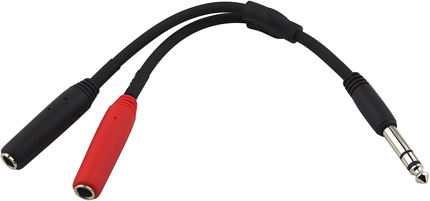 Pig Hog PY-S214M 1/4" TRS (Male) to Dual Mono 1/4" (Male) Y-Cable, 6"