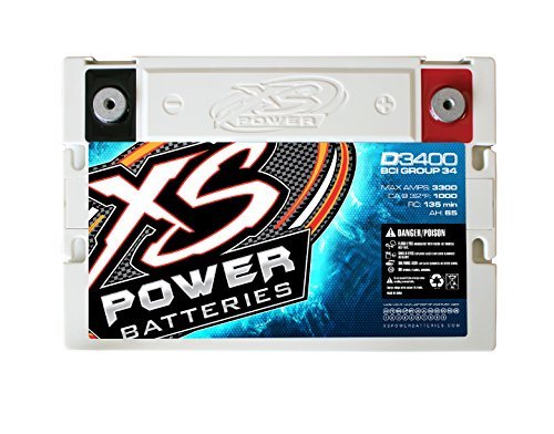 XS Power D3400 3300 Amp AGM Power Cell Car Audio Battery + Terminal Hardware