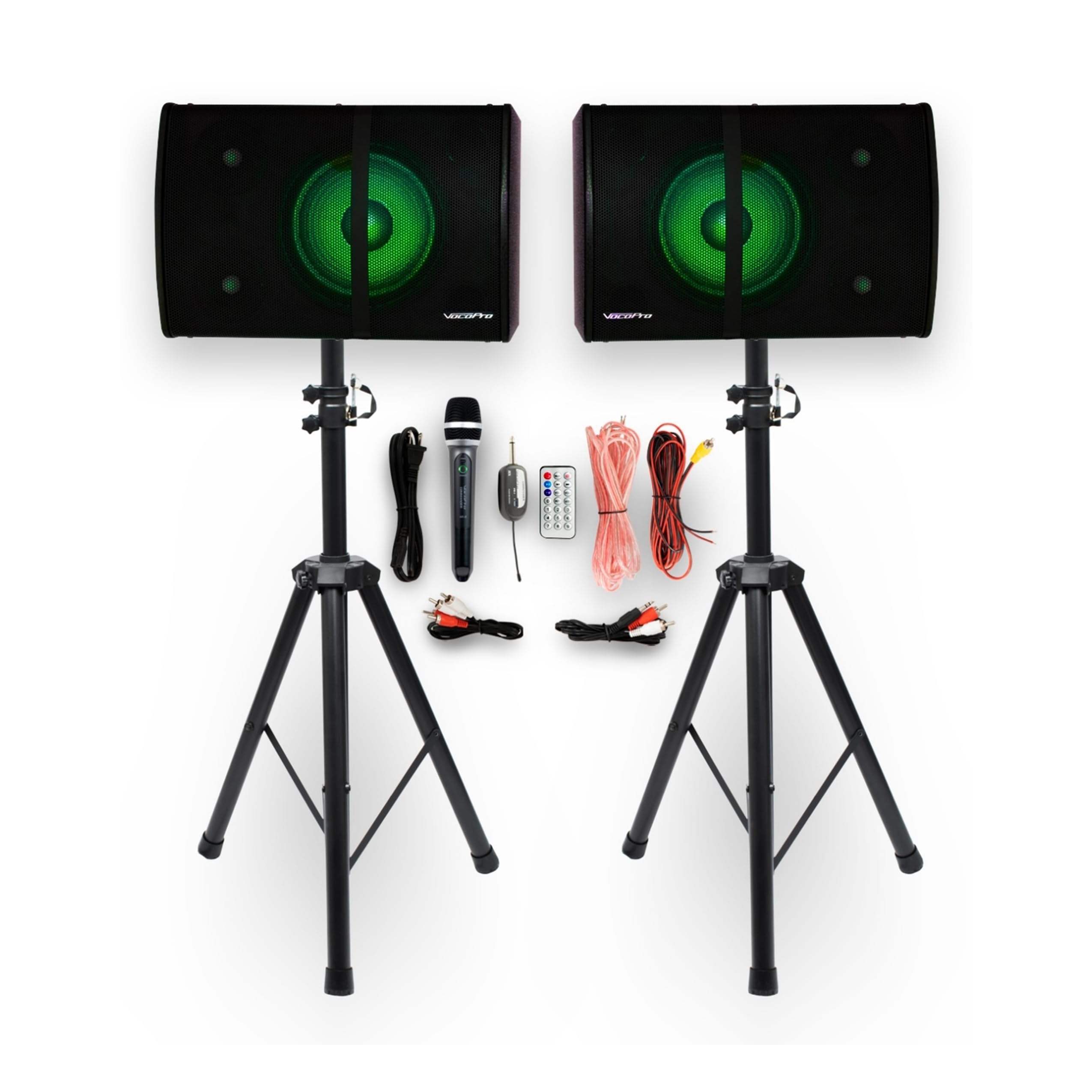 K-FAN-PRO (500W Stereo Karaoke System with Bluetooth, MP3, FM, LED Light Effects and Wireless Vocal Microphone)