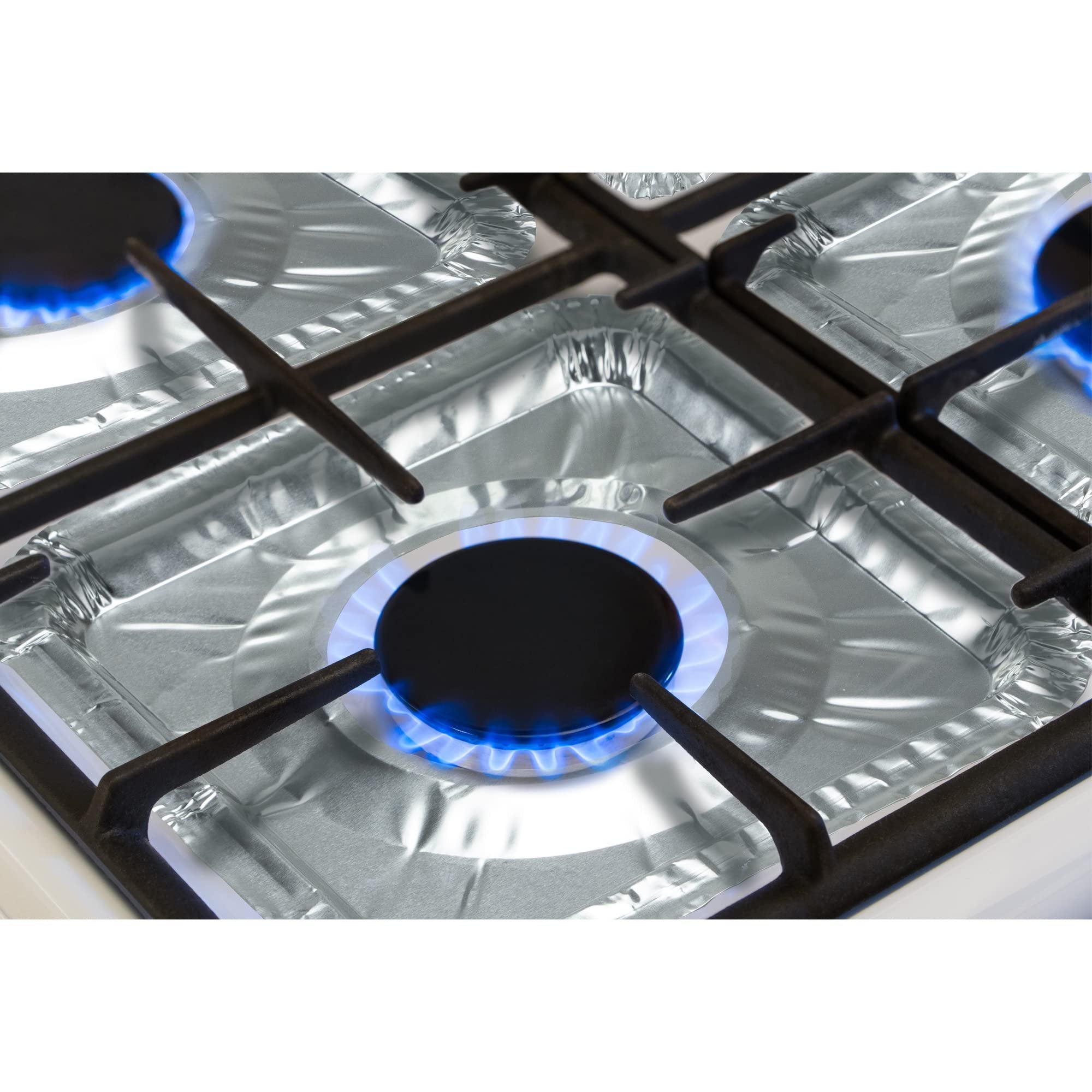 Gas Stove Disposable Burner Liner, Aluminum Foil Burner Cover, Range Guard, 8.375 Inches, Pack of 10 (Square)