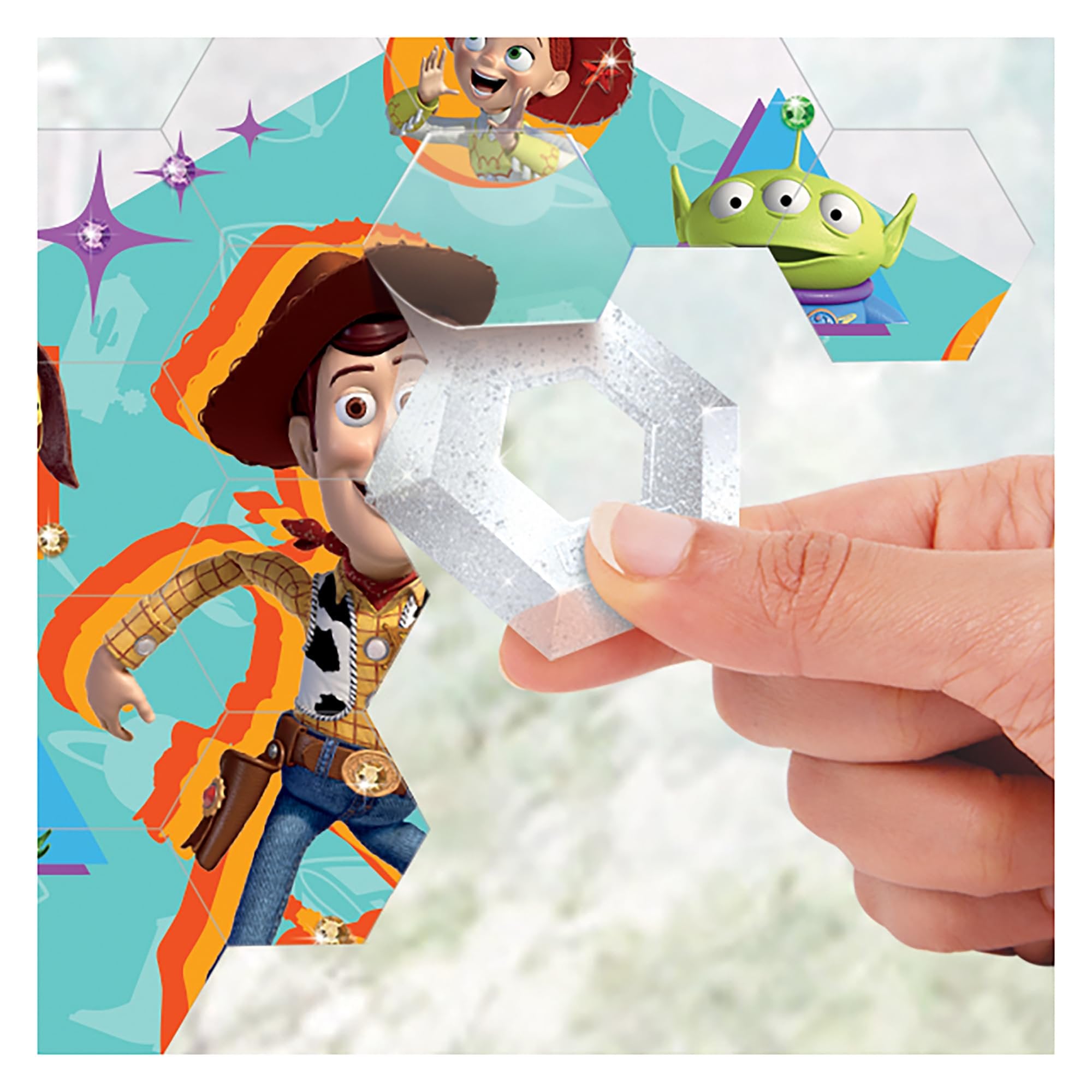 Make It Real Disney: Window Art Mosaic - Toy Story - 41 pcs, Reusable Window Puzzle Clings, Creates a 10.5 x 9.5 Image, Disney Pixar, Kids Ages 6+
