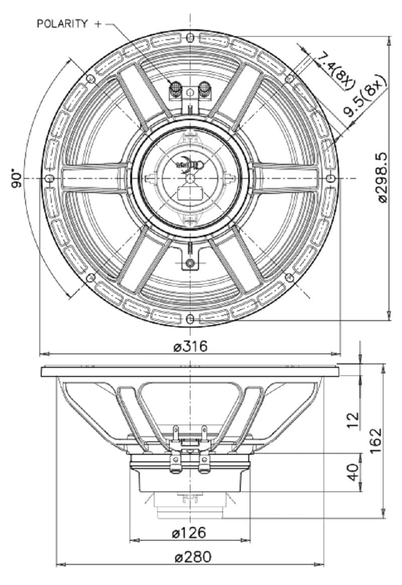 Faital Pro 12HX240-8 12-inch NEO Coaxial Loudspeaker 8-Ohms Triple Roll Cone Surround Speaker Professional Audio Applications 250-Watt Rms 500-Watt