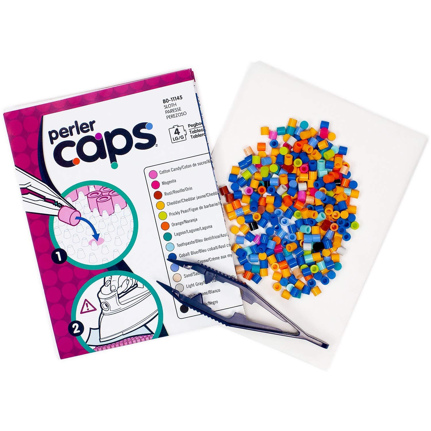 Perler 80-11145 Solid-Top Cap Fuse Beads, 3505pcs, Sloth Pattern Kit