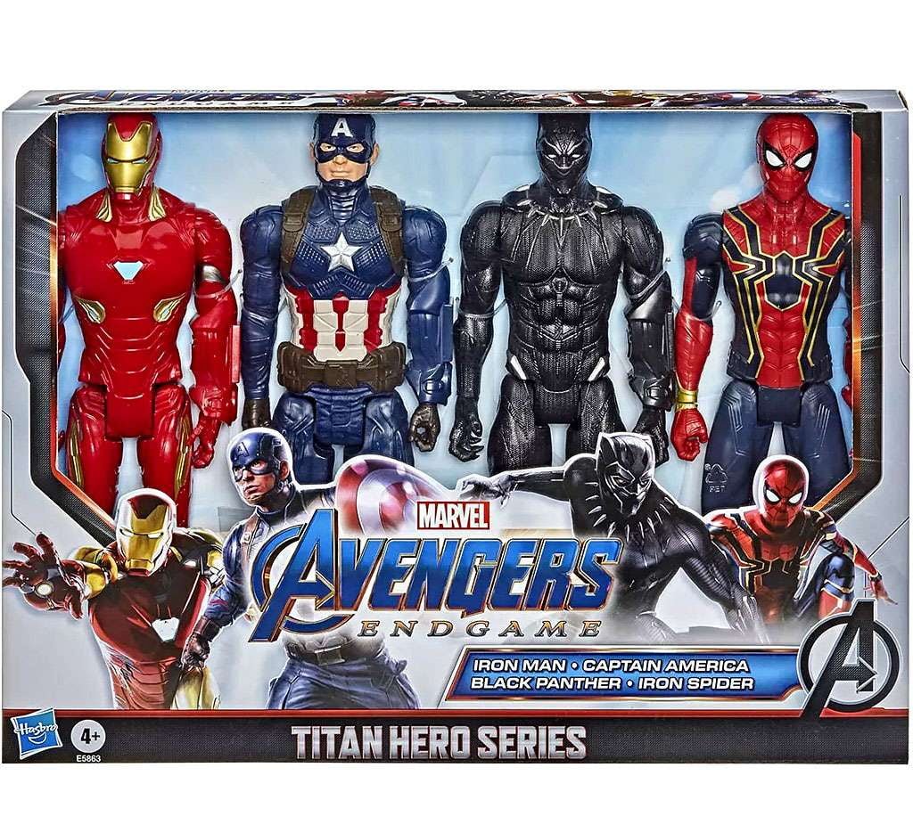 Marvel Avengers: Titan Hero Series Captain America, Iron Spider, Black Panther, and Iron Man Kids Toy Action Figure for Boys and Girls (12")