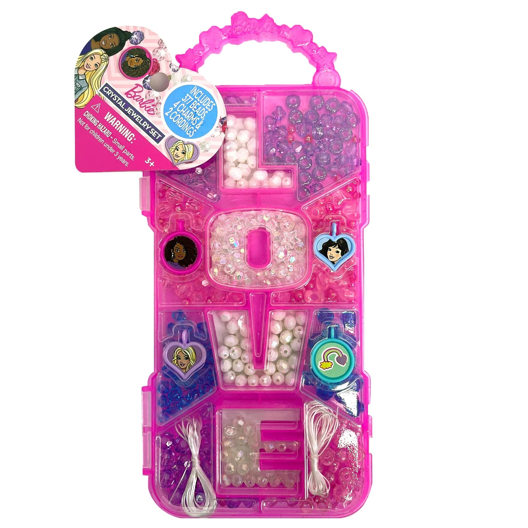 Barbie Crystal Jewelry Set - Sparkling Creations for Kids', Jewelry Making Kit, Bracelets, Necklaces, and More, Ages 3 and Up