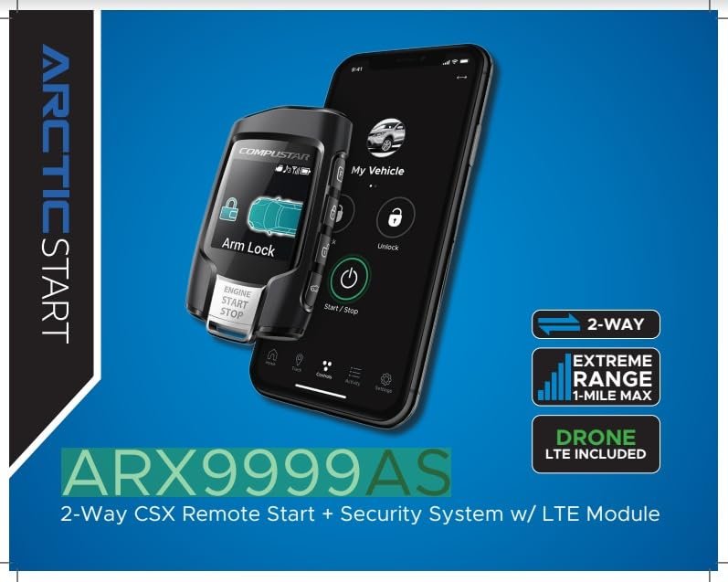 ARCTIC START ARX9999AS 2-Way CSX Remote Start + Security System with LTE Module, 3-IN-1 Combo Package DroneMobile smartphone Control, Long Range Remote with GPS Tracking, Alarm Upgrade Kit With DAS-II