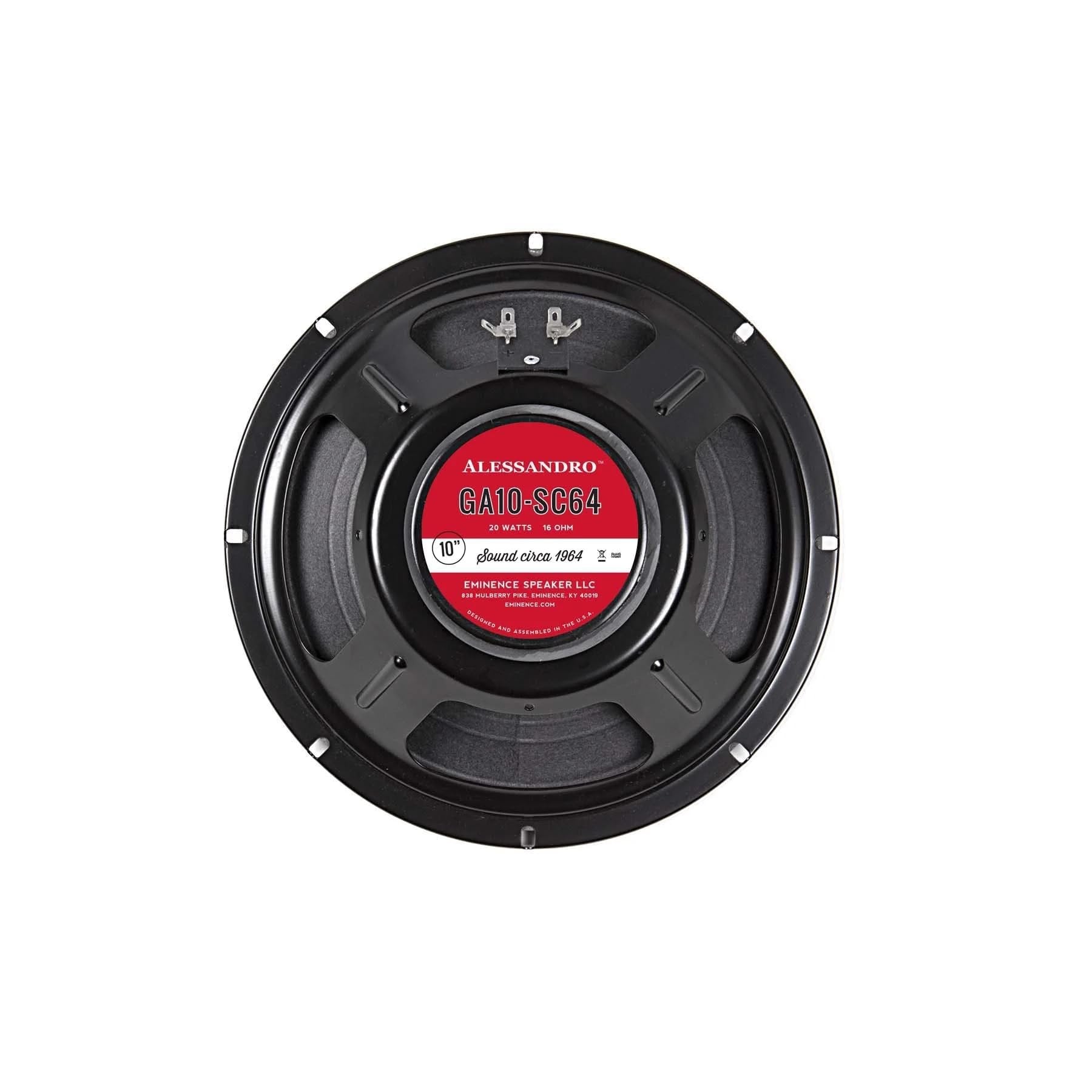 Eminence Signature Series 10" Guitar Speaker 16-Ohm Alessandro Sound Circa Vintage American Ceramic Magnet Design for Lead Rhythm Guitar Tight Punchy Tone with Warmth Richness and Sparkling Highs