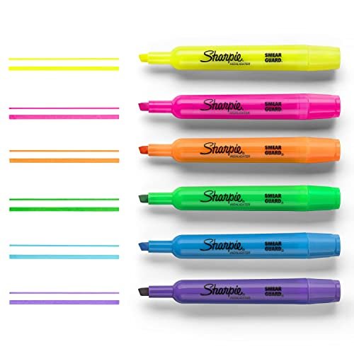 SHARPIE Tank Style Highlighters, Chisel Tip, Fluorescent Yellow, 4 Count
