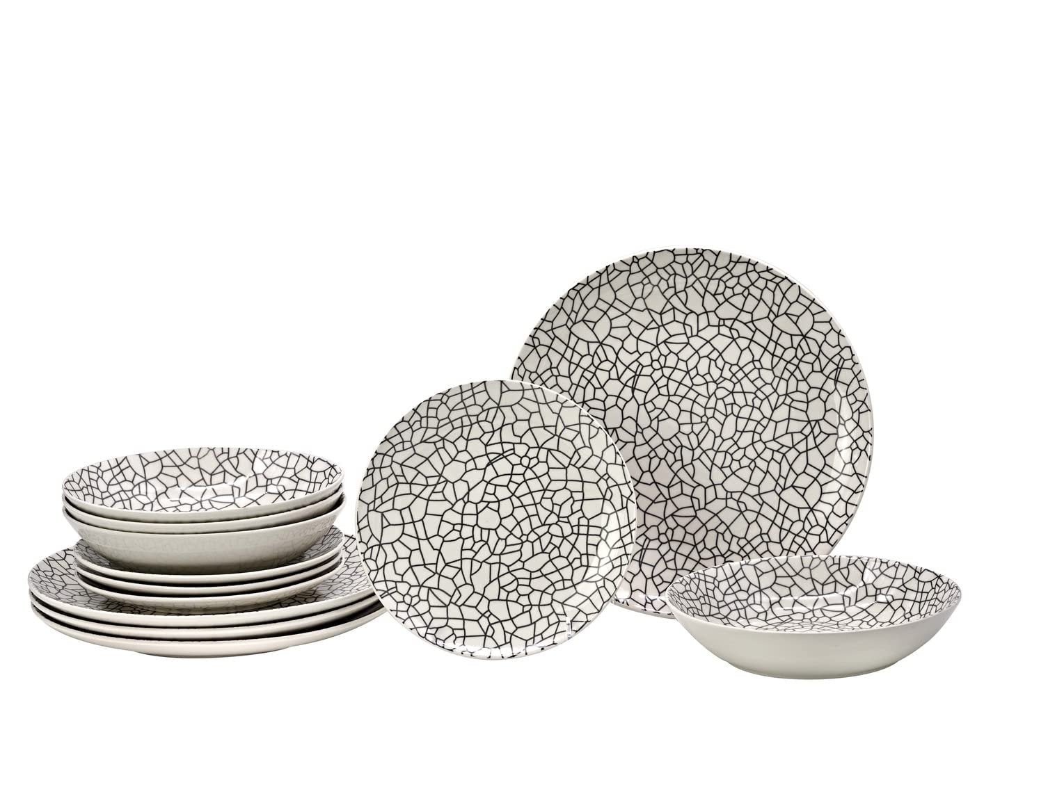 Dinnerware Set Dinner Plate, Salad Plate, and Soup Bowl Mossa by Godinger - 12 Piece set