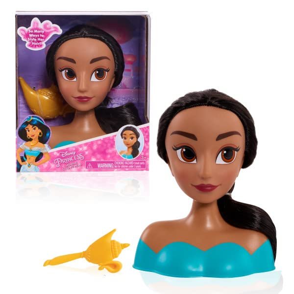 Just Play 2pc Aladdin Girls Mini Styling Head Jasmine Pretend Play Dress Up Set