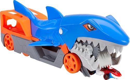 Hot Wheels Toy Car Playset, Shark Chomp Transporter & 1:64 Scale Car, Connects to Track & Stores 5 1:64 Scale Vehicles