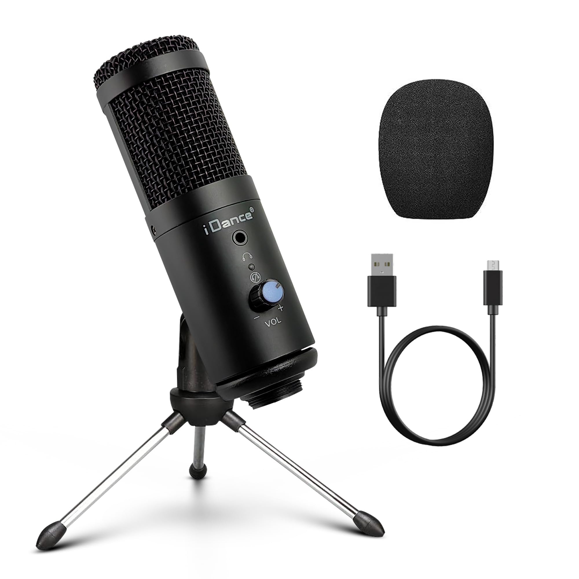iDance MS1814 6-in-1 PRO Vocal Cardioid Condenser Microphone Plug & Play Studio Recording Microphone for PC Gaming Podcast Broadcast Streaming