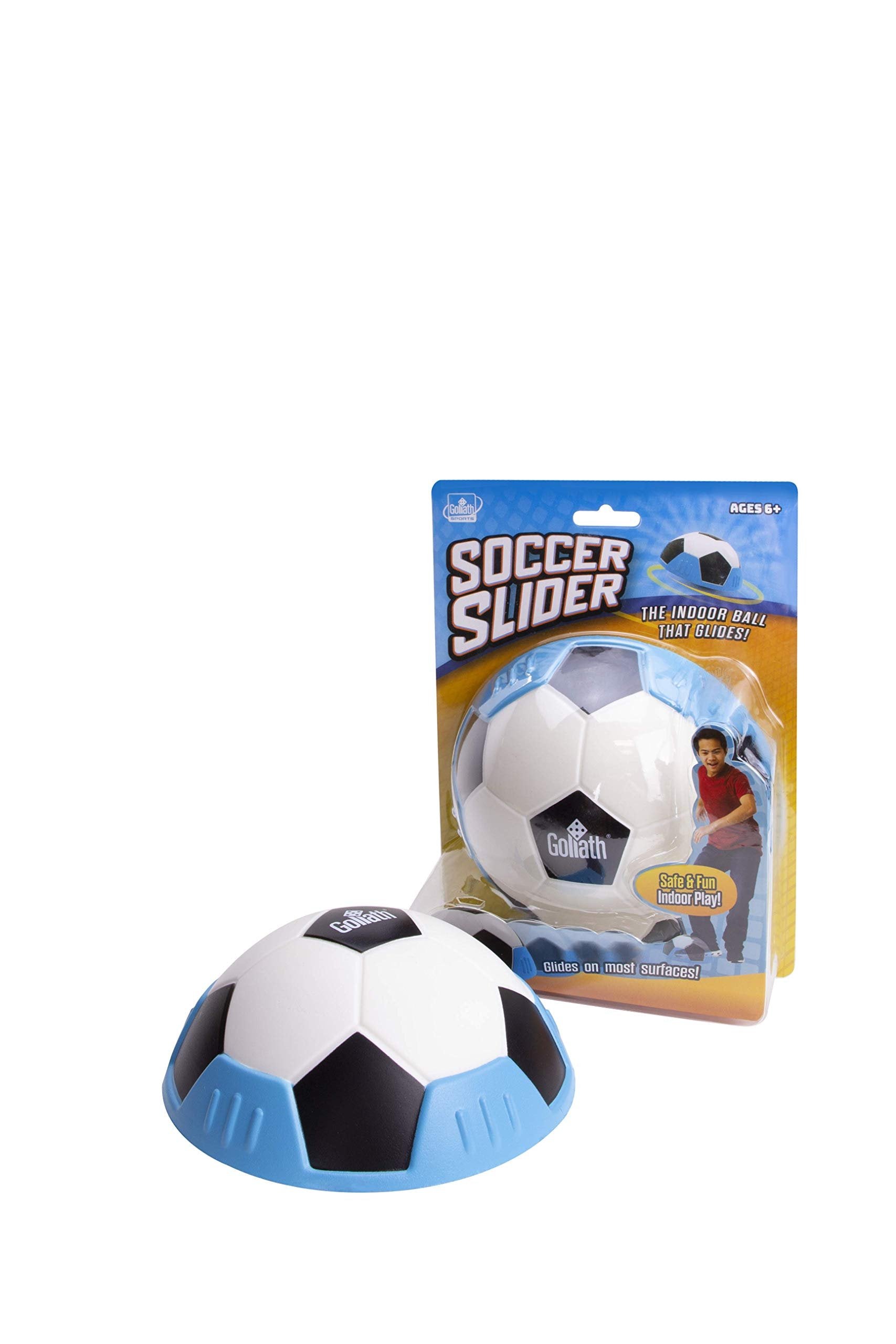 Goliath Sports Soccer Slider Soft Soccer Ball Shaped Foam Slider Effortlessly Glides Over Smooth Surfaces - for Indoor Game Play, Blue