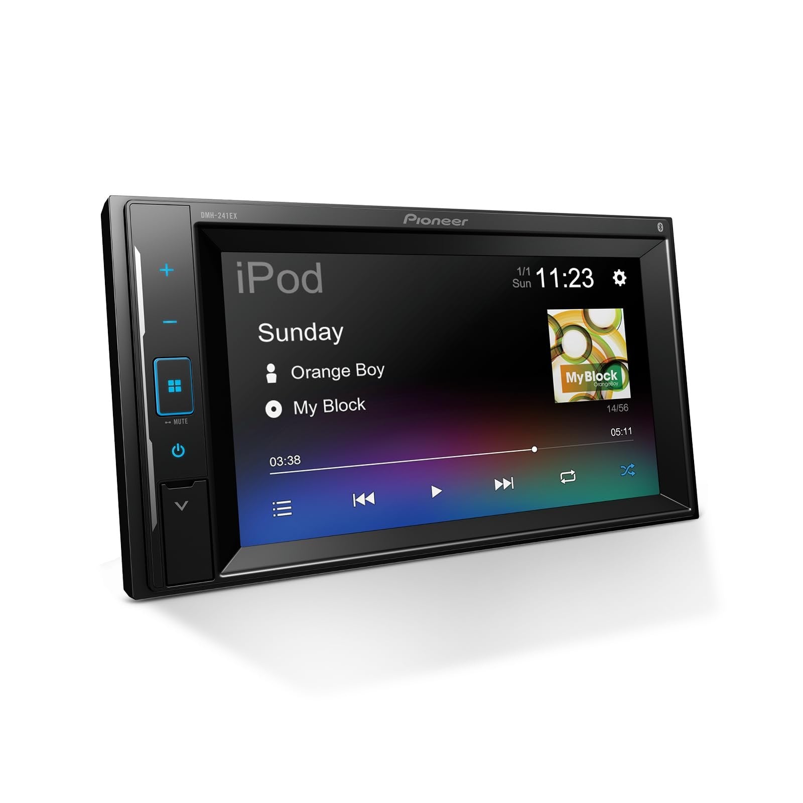 Pioneer DMH-241EX 6.2" Resistive Touchscreen, Double Din – Bluetooth, Backup Camera, AM/FM Radio, USB, FLAC Playback, Short Chassis, 13-Band EQ, 50W x 4 Output
