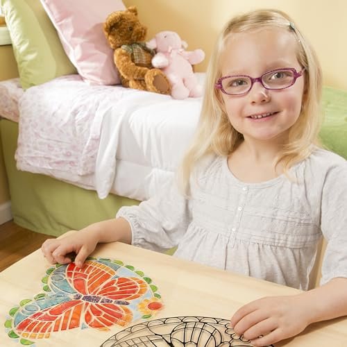 Melissa & Doug Stained Glass Made Easy Activity Kit: Butterfly - 140+ Stickers - Kids Sticker Stained Glass Craft Kit; Sun Catchers For Kids Ages 5+