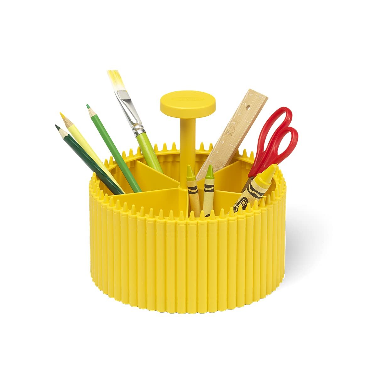 Crayola Round Storage Organizer - Creative Kids Desk Organizer With 5 Sections For Storing Pens, Pencils, Crayons And Other School/Office Supplies, Dandelion, Kids 3+ Years