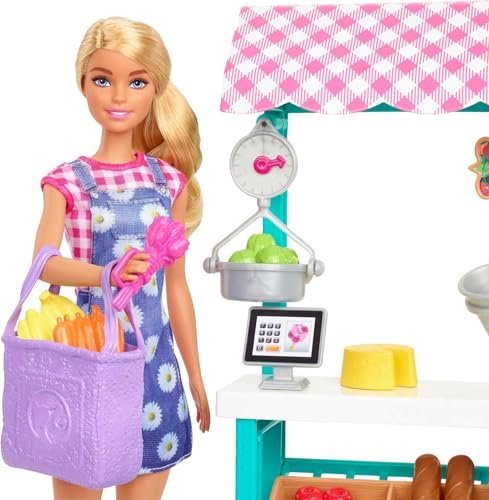 Barbie Careers Playset, Farmers Market Set with Blonde Fashion Doll, Furniture & Accessories