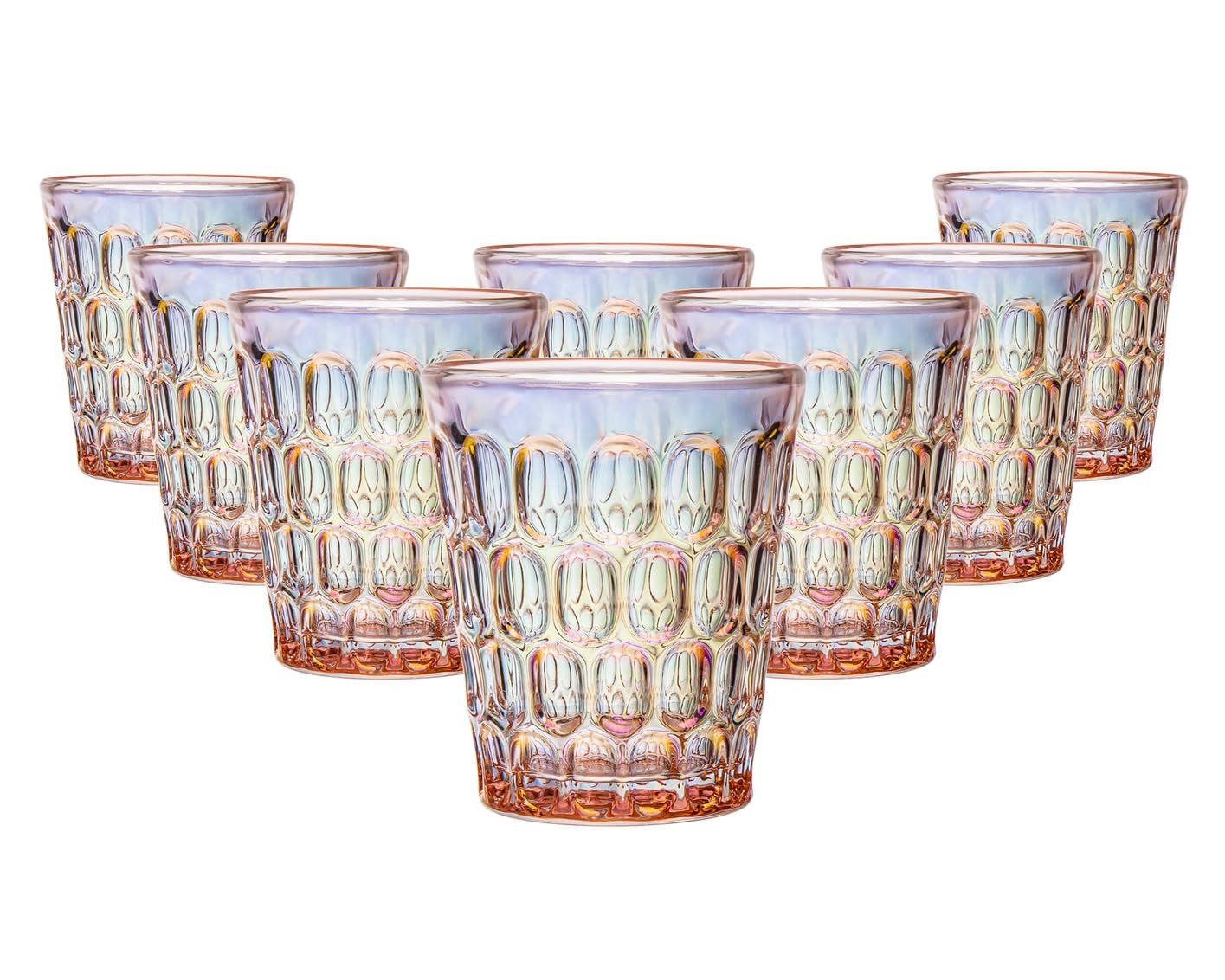 Godinger Double Old Fashioned Glasses, Tumbler Glasses, Drinking Glass, Glass Cups, Fade Pink Stylish Glassware for Martinis, Cocktails, etc, for Special Occasions and Celebrations, Set of 8, Pink