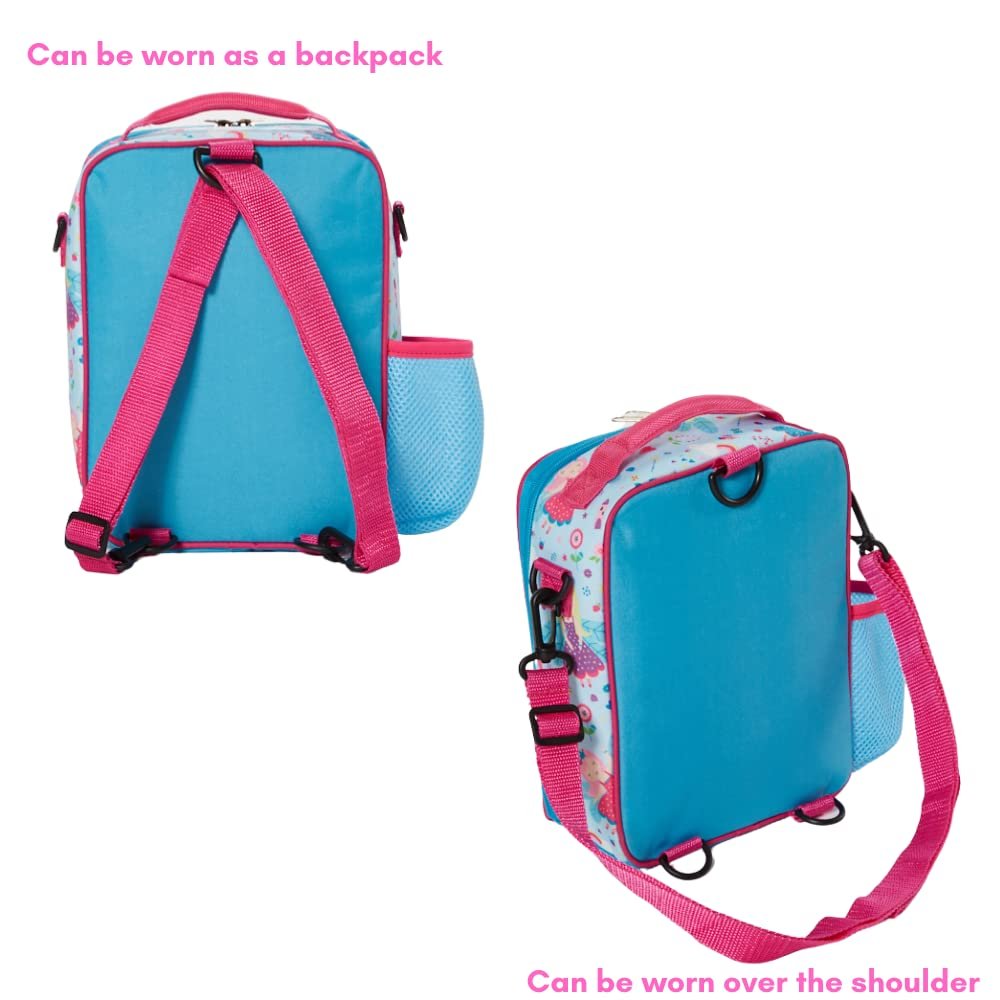 Rainbow Fairies 3-In-1 Convertible Lunch Box and Water Bottle Set, Soft Insulated Lunch Bag with Water Bottle for Girls