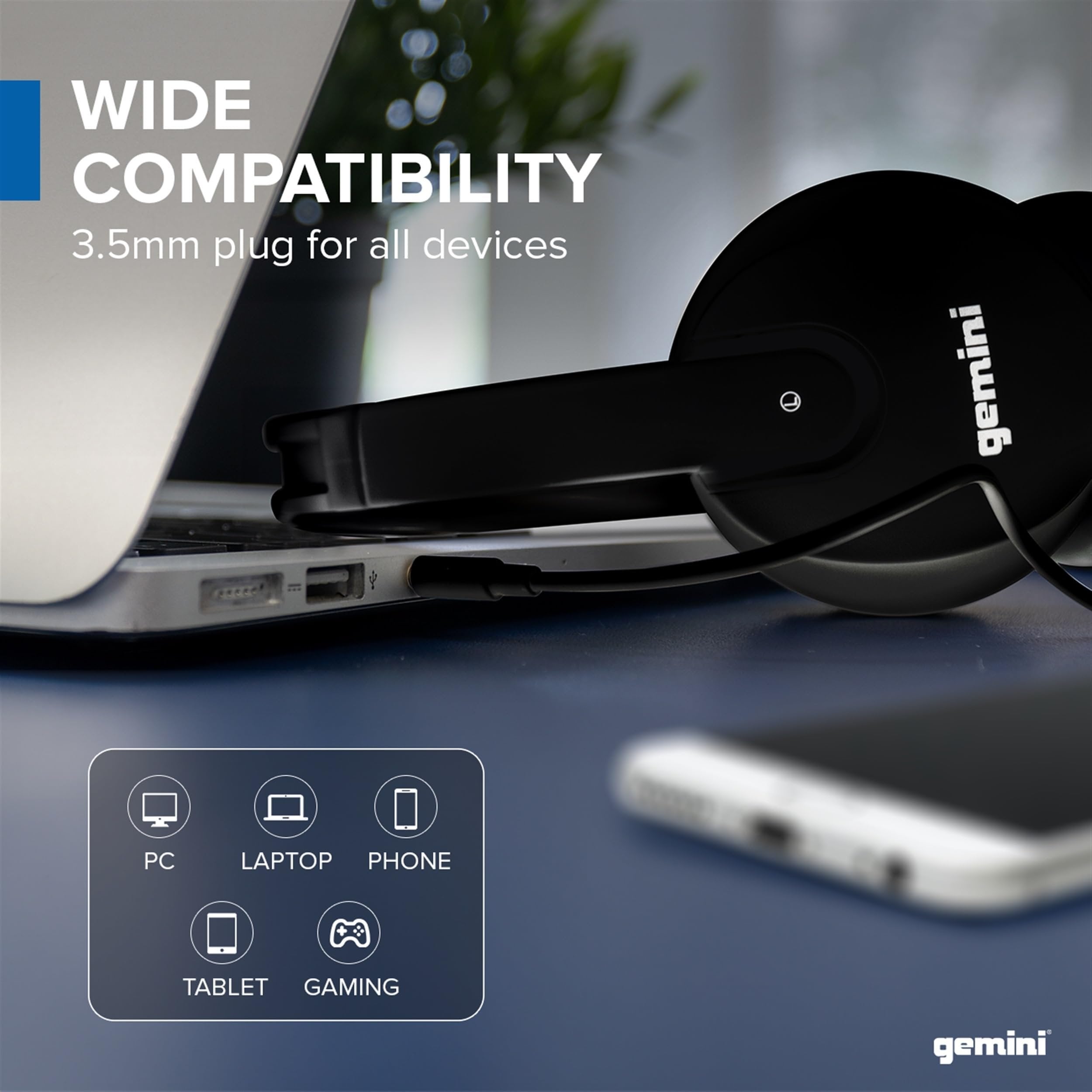 Gemini Sound DJX-200 Black Professional DJ Headphones - Over-Ear Monitor with 40mm Drivers, Ultra-Comfort Ear Cups, Noise Isolation, Lightweight Design for DJing, Gaming, Podcasting, Music Production