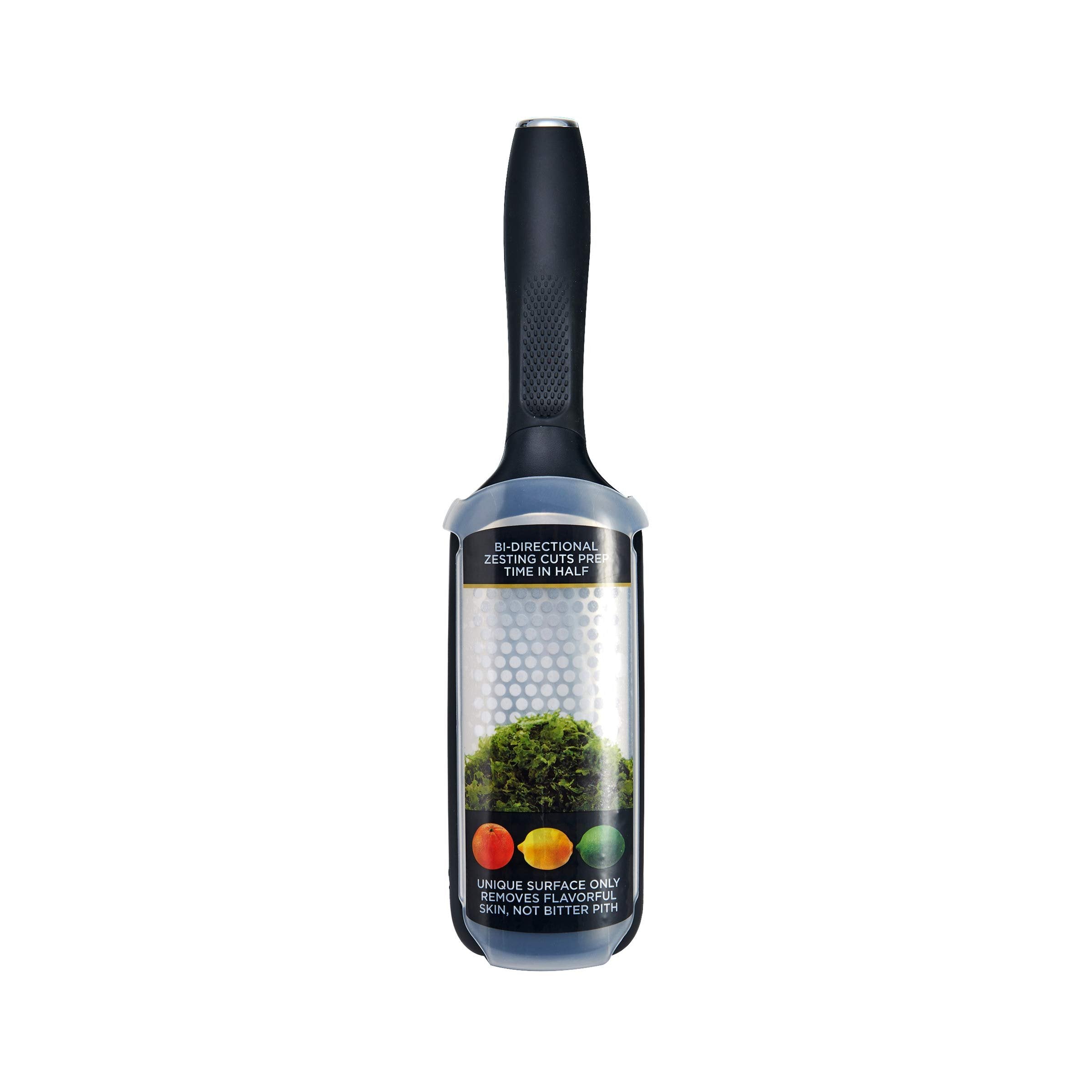 Sabatier West Blade Bi-Directional Handheld Manual Stainless Steel Citrus Zester with Patented Grating Technology, 12-Inch, Black
