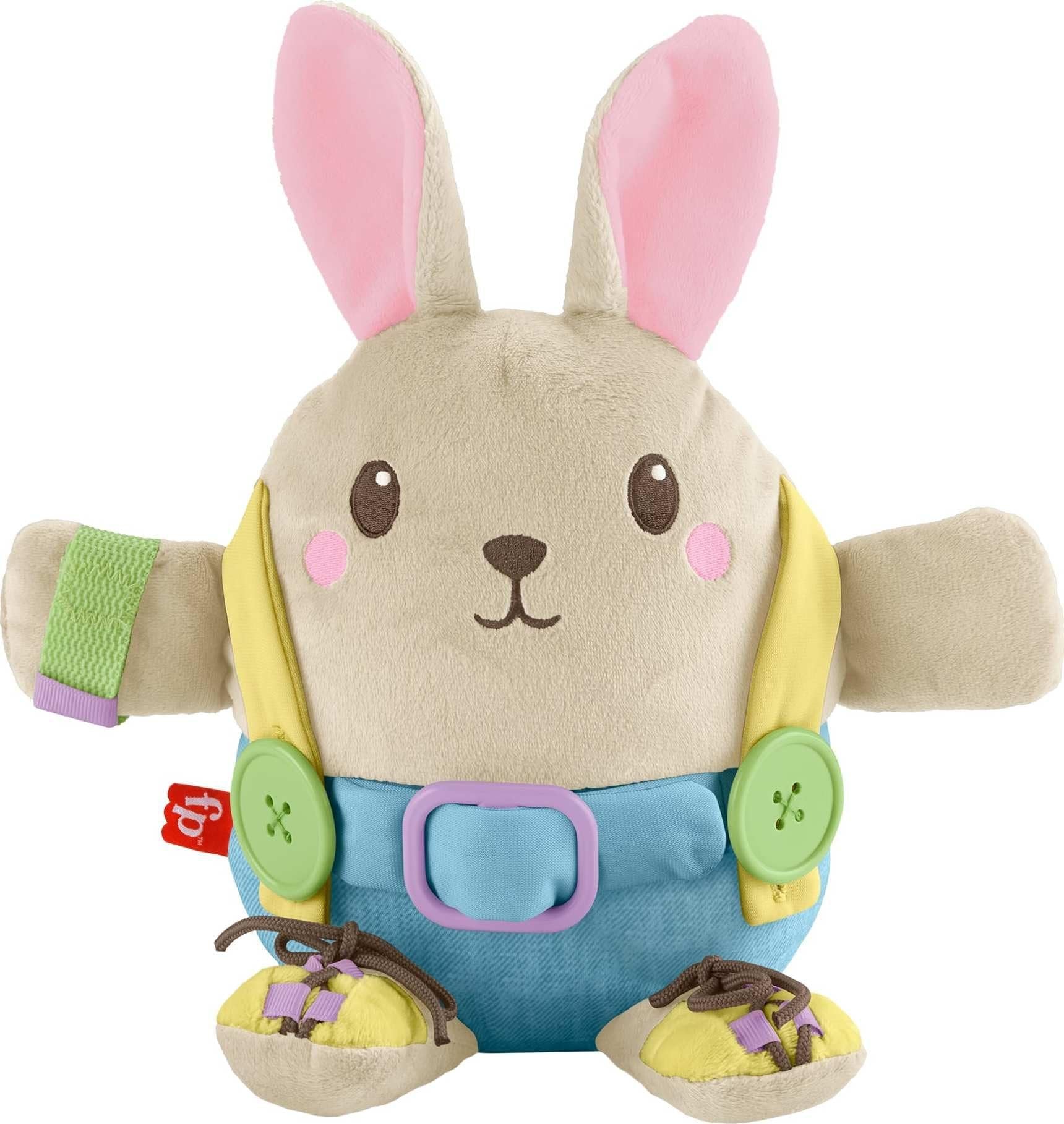 Fisher-Price Toddler Educational Toy Learn to Dress Bunny Plush Animal Activity Doll for Preschool Kids Ages 2+ Years