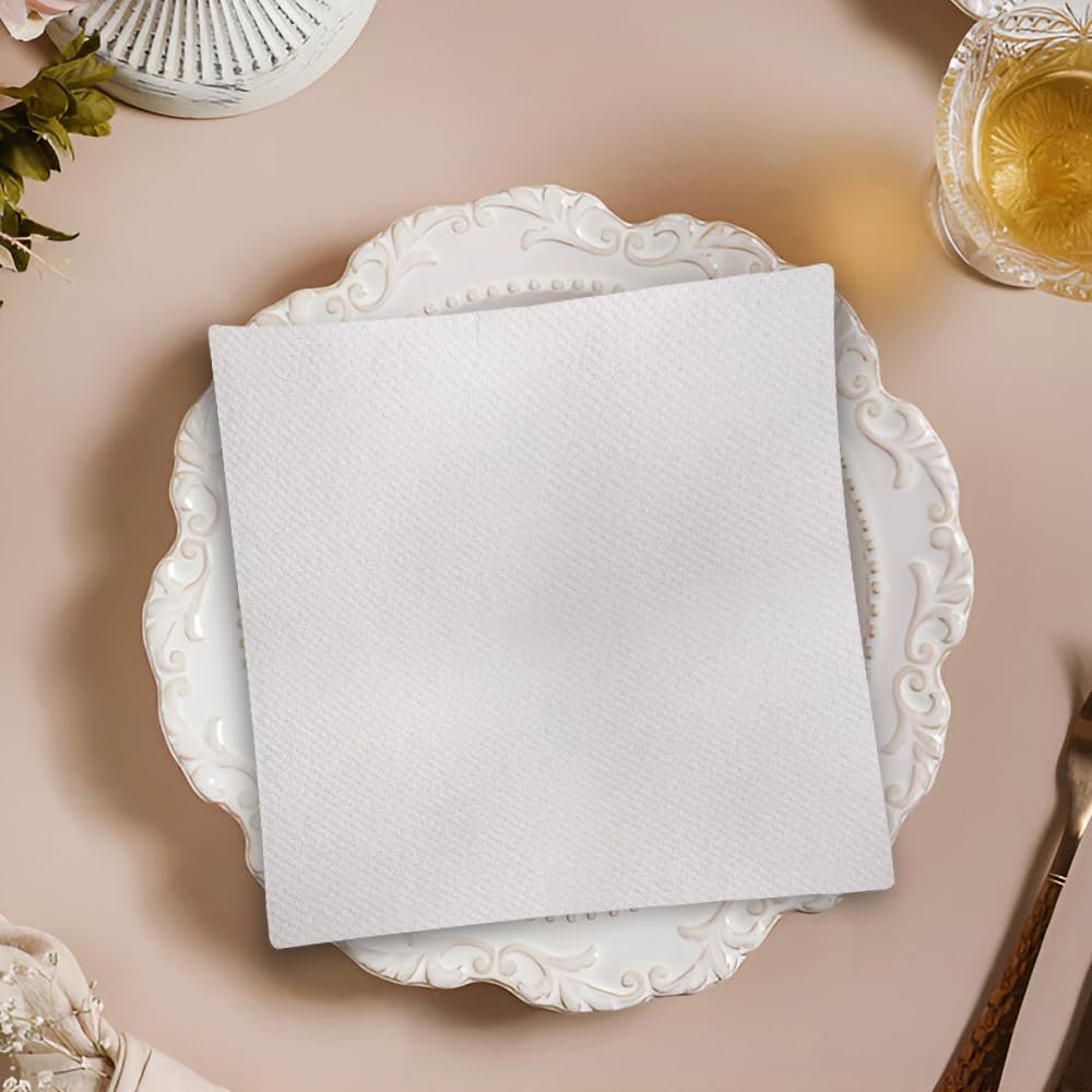 Premium White Quilted Cloth-Like Dinner Napkin - 1/4 Fold (Pack of 30) - Absorbent Paper Napkin - Perfect for Any Occasion