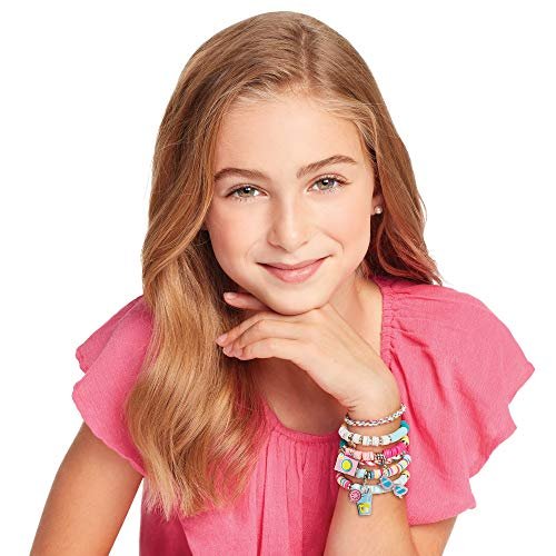 Make It Real - Summer Vibes Heishi Bead Bracelets - DIY Charm Bracelet Making Kit with Case - Friendship Bracelet Kit with Beads, Charms & Thread - Arts & Crafts Bead Kit for Girls - Makes 5 Bracelets