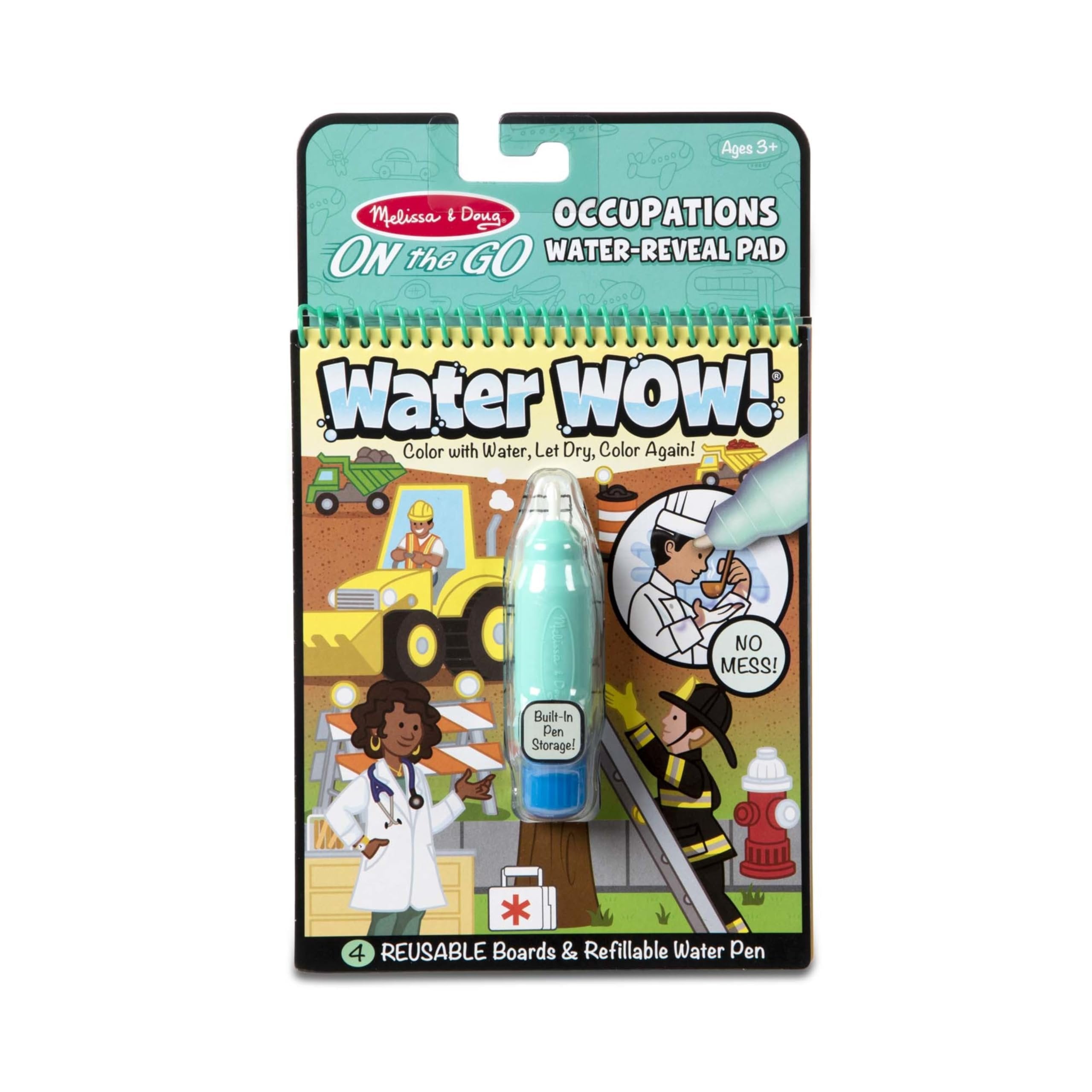 Melissa & Doug On The Go Water Wow! Reusable Water-Reveal Activity Pad- Occupations - Party Favors, Stocking Stuffers, Travel Toys For Toddlers, Mess Free Coloring Books For Kids Ages 3+