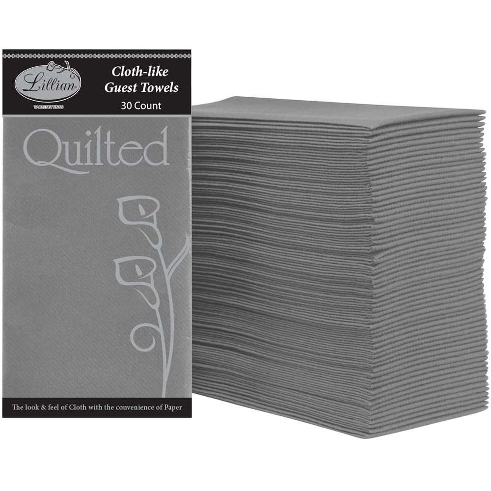 Premium Quilted Silver Cloth-Like Guest Paper Towel - (Pack of 30) - Elegant Design - Perfect for Bathrooms, Parties, and Special Events
